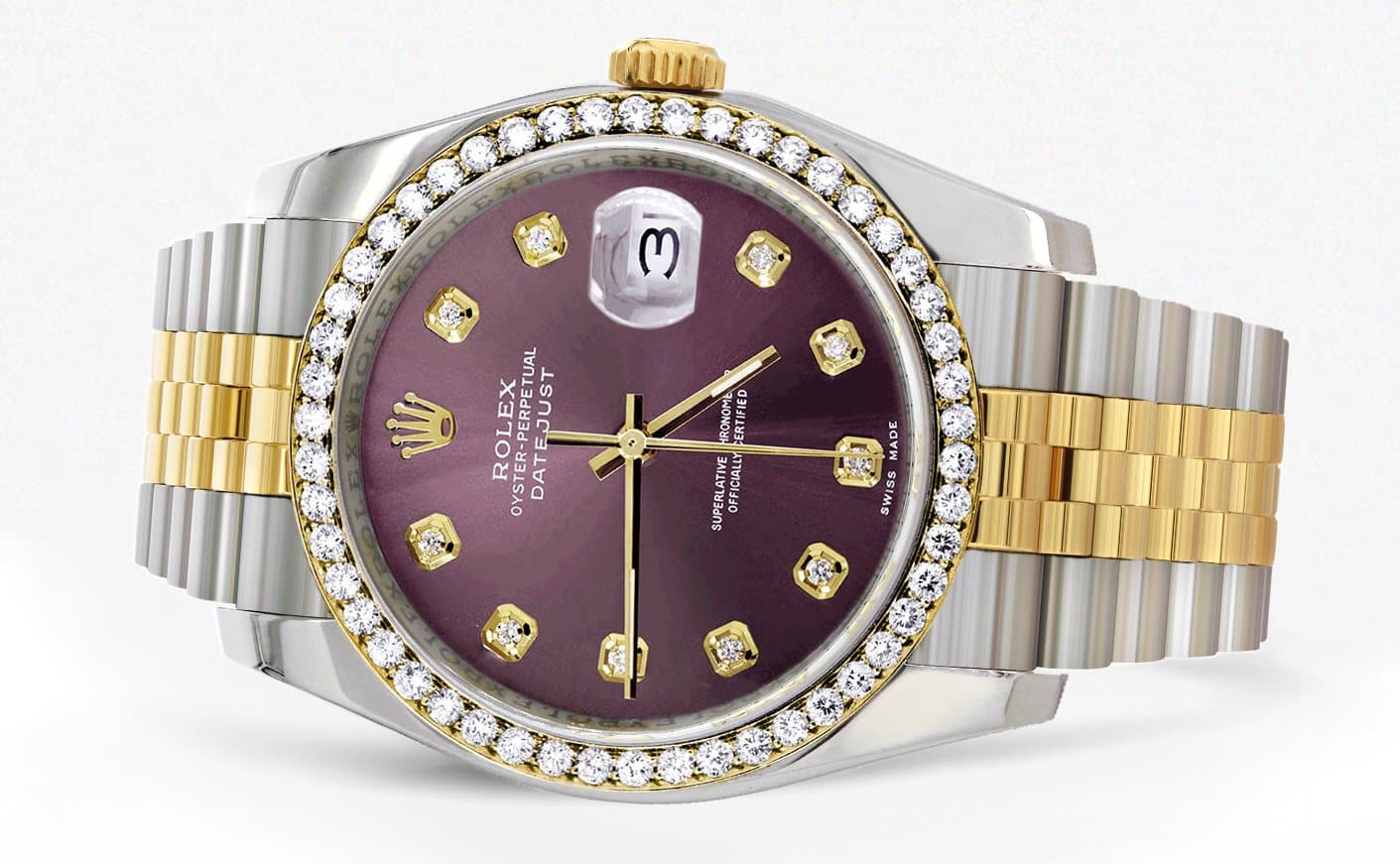 116233 | Hidden Clasp | Diamond Rolex Datejust Watch | 36Mm | Purple Dial | Jubilee Band - Image 2