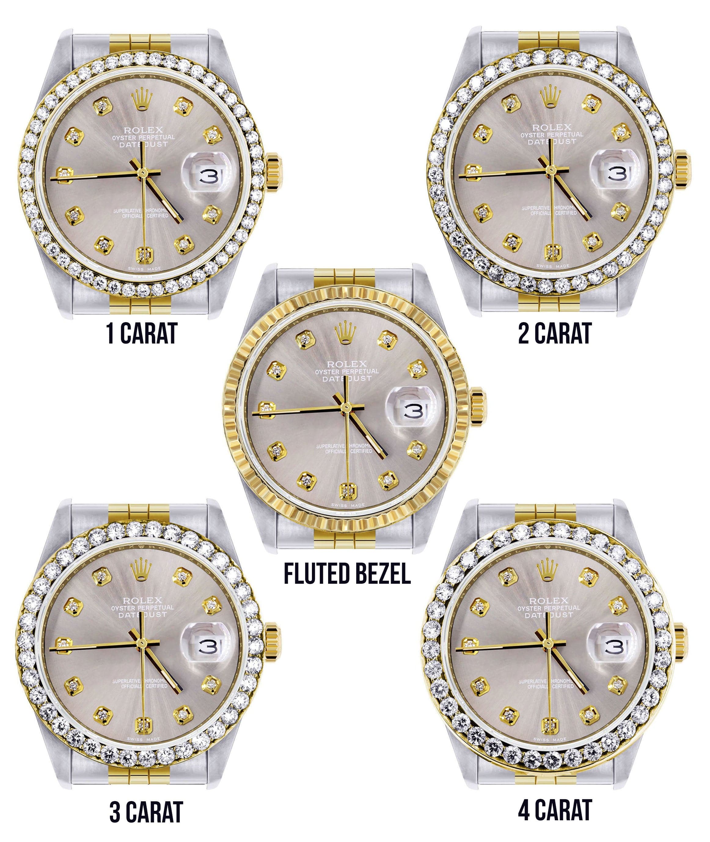Diamond Rolex Mens Watch Datejust 16233 | 36Mm | Grey Dial | Jubilee Band - Image 3