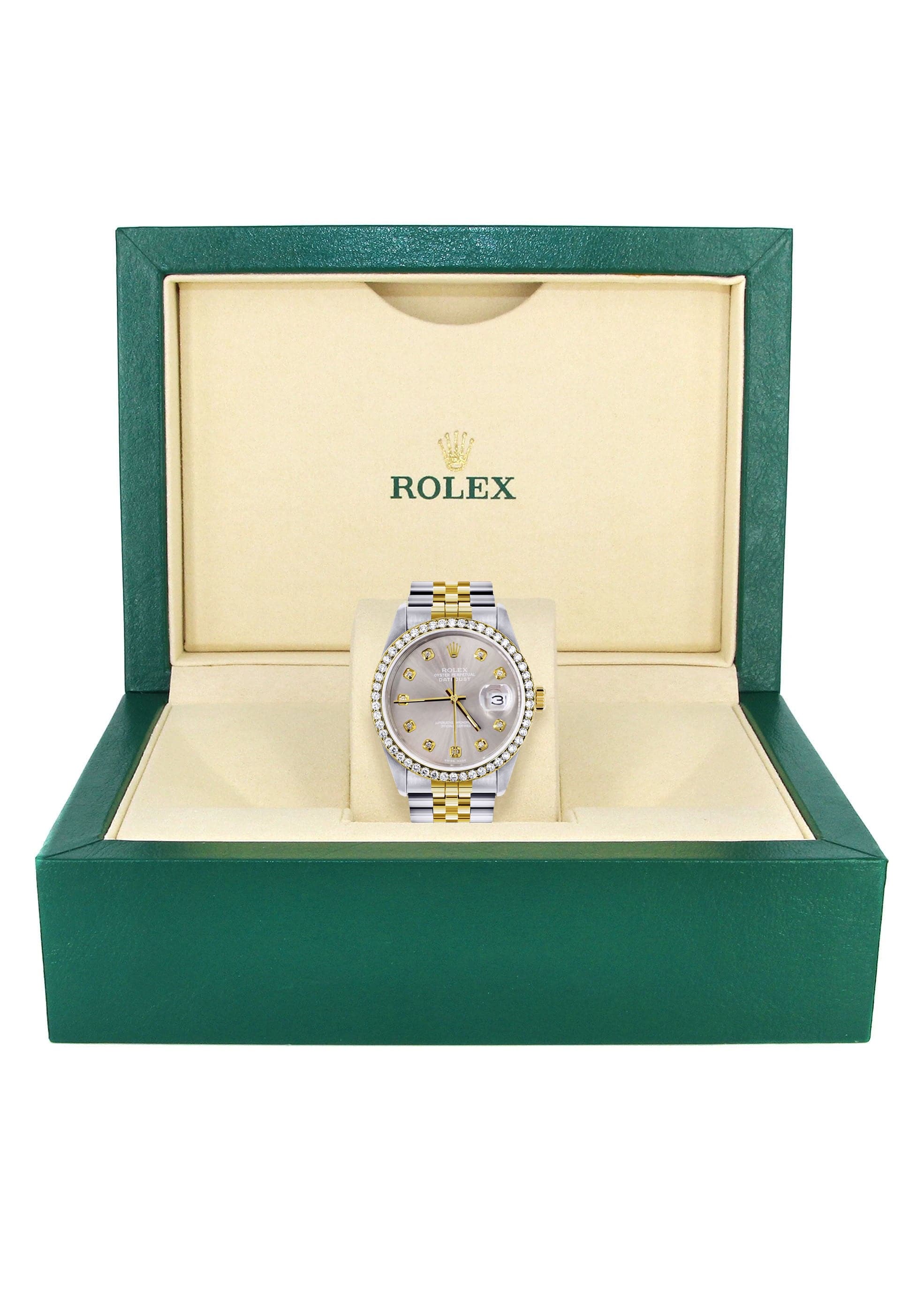 Diamond Rolex Mens Watch Datejust 16233 | 36Mm | Grey Dial | Jubilee Band - Image 6