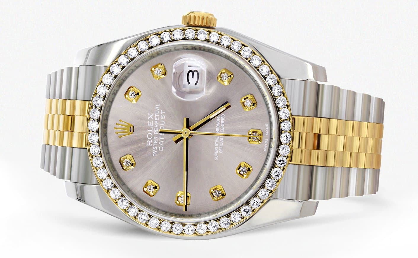 116233 | Hidden Clasp | Diamond Rolex Mens Watch Datejust | 36Mm | Grey Dial | Jubilee Band - Image 2