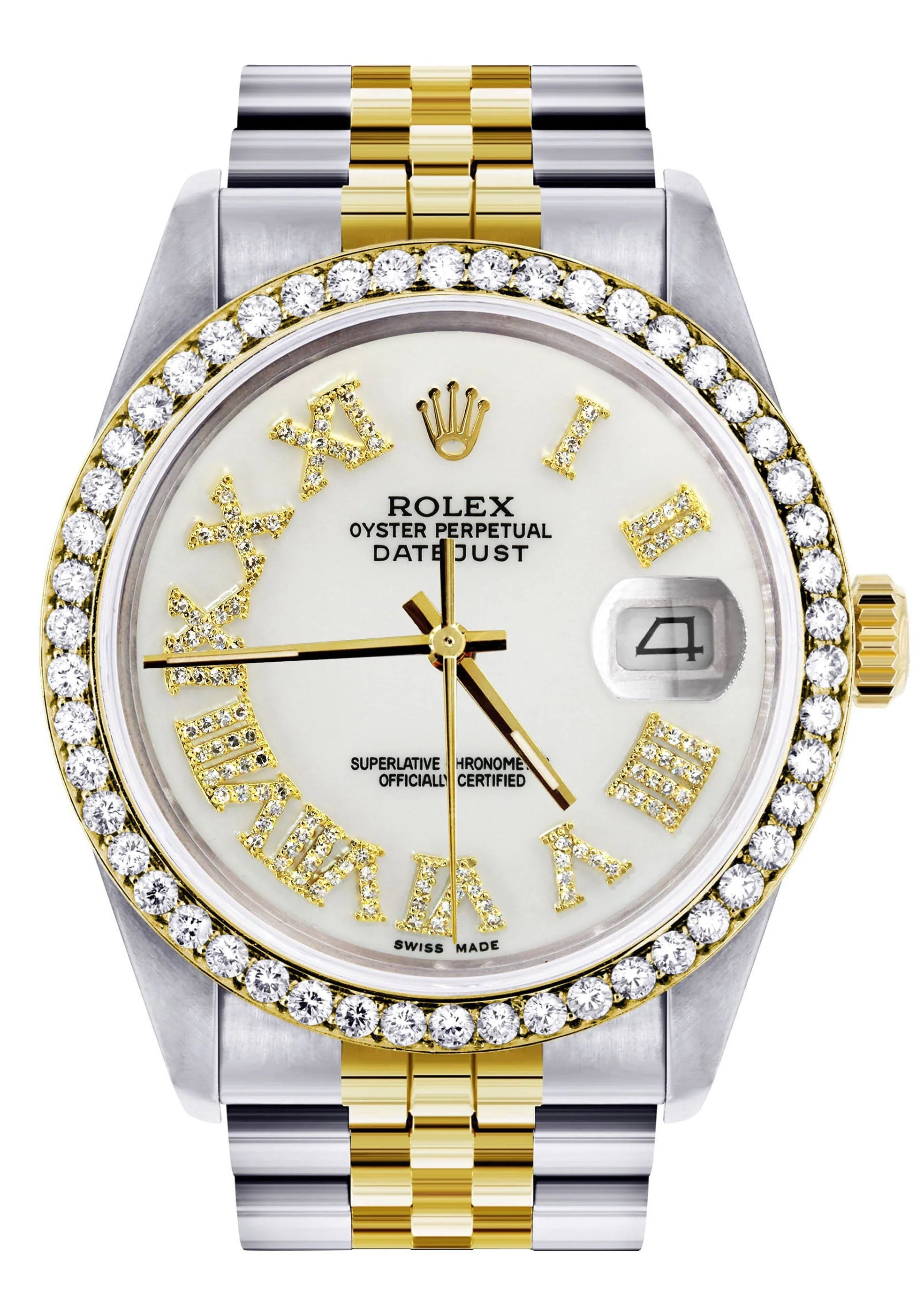 Gold & Steel Rolex Datejust Watch 16233 for Men | 36Mm | White Roman Dial | Jubilee Band