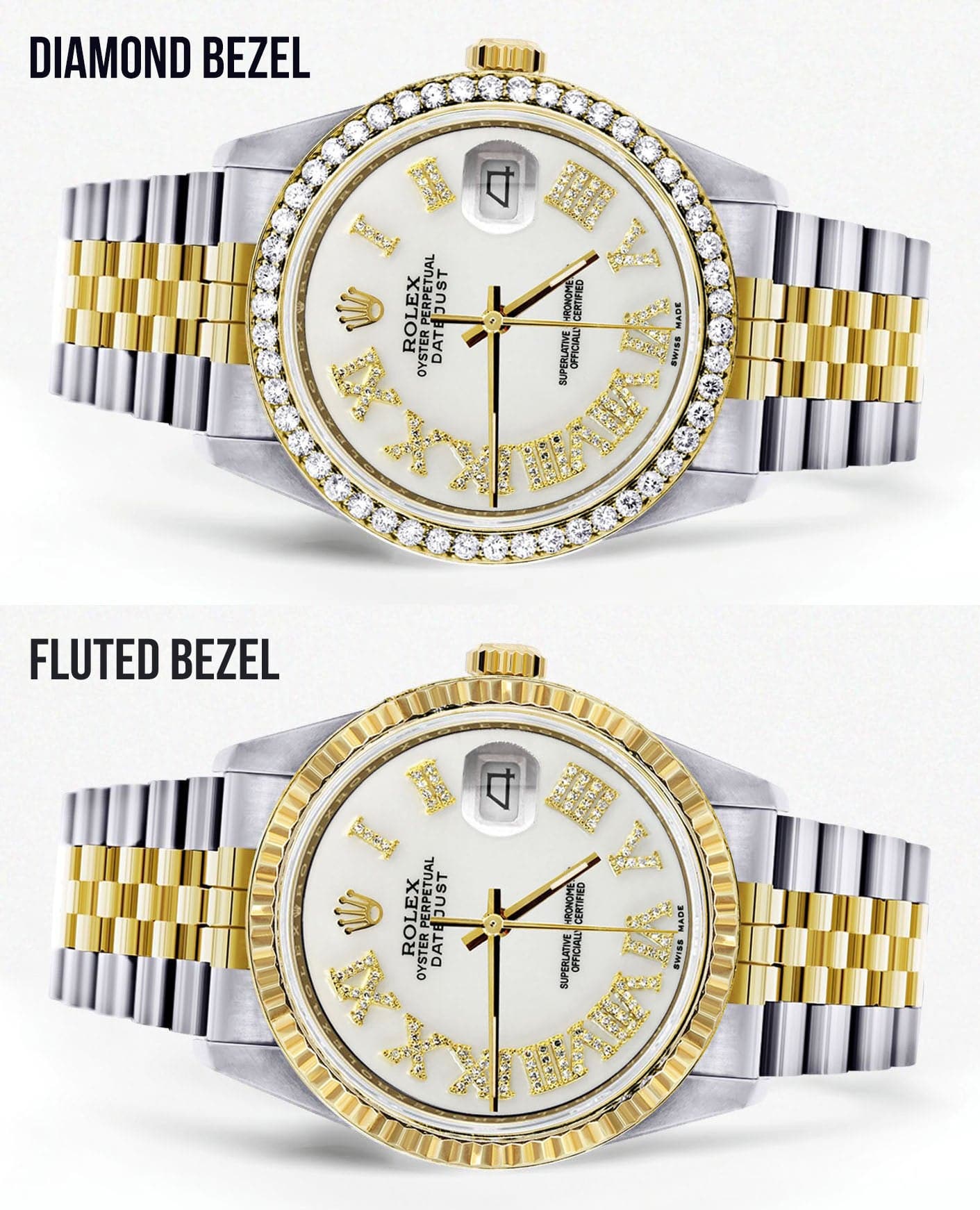 Gold & Steel Rolex Datejust Watch 16233 for Men | 36Mm | White Roman Dial | Jubilee Band - Image 2