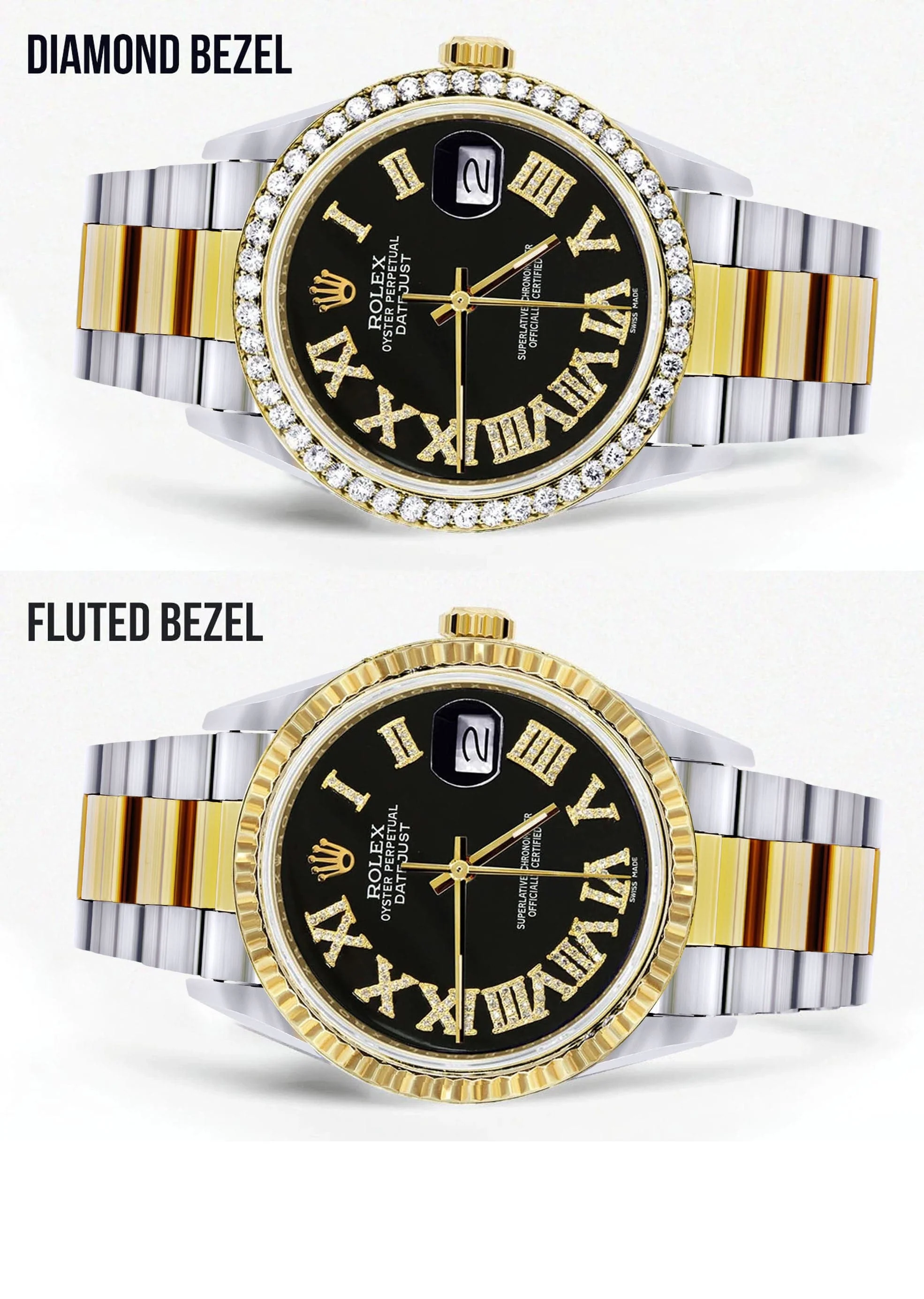 Gold & Steel Rolex Datejust Watch 16233 for Men | 36Mm | Black Roman Dial | Oyster Band - Image 2