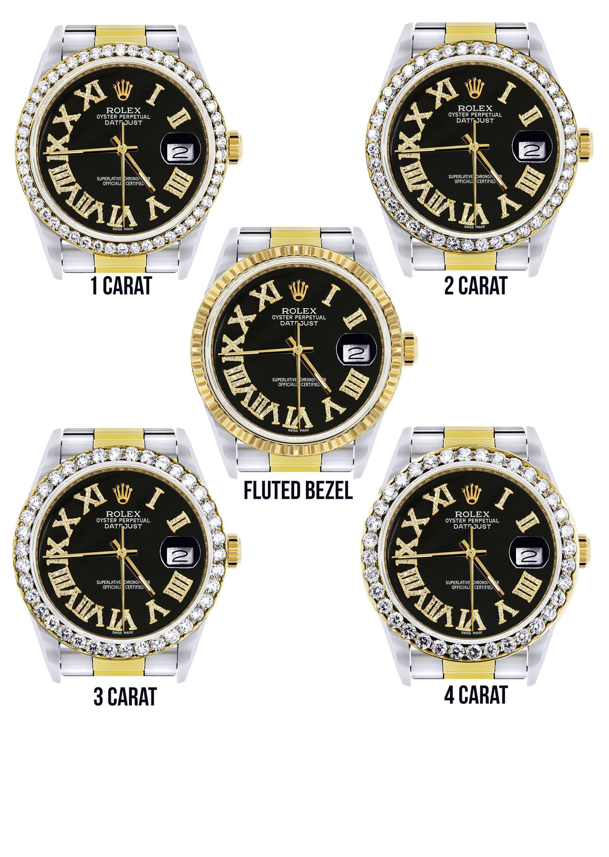 Gold & Steel Rolex Datejust Watch 16233 for Men | 36Mm | Black Roman Dial | Oyster Band - Image 3