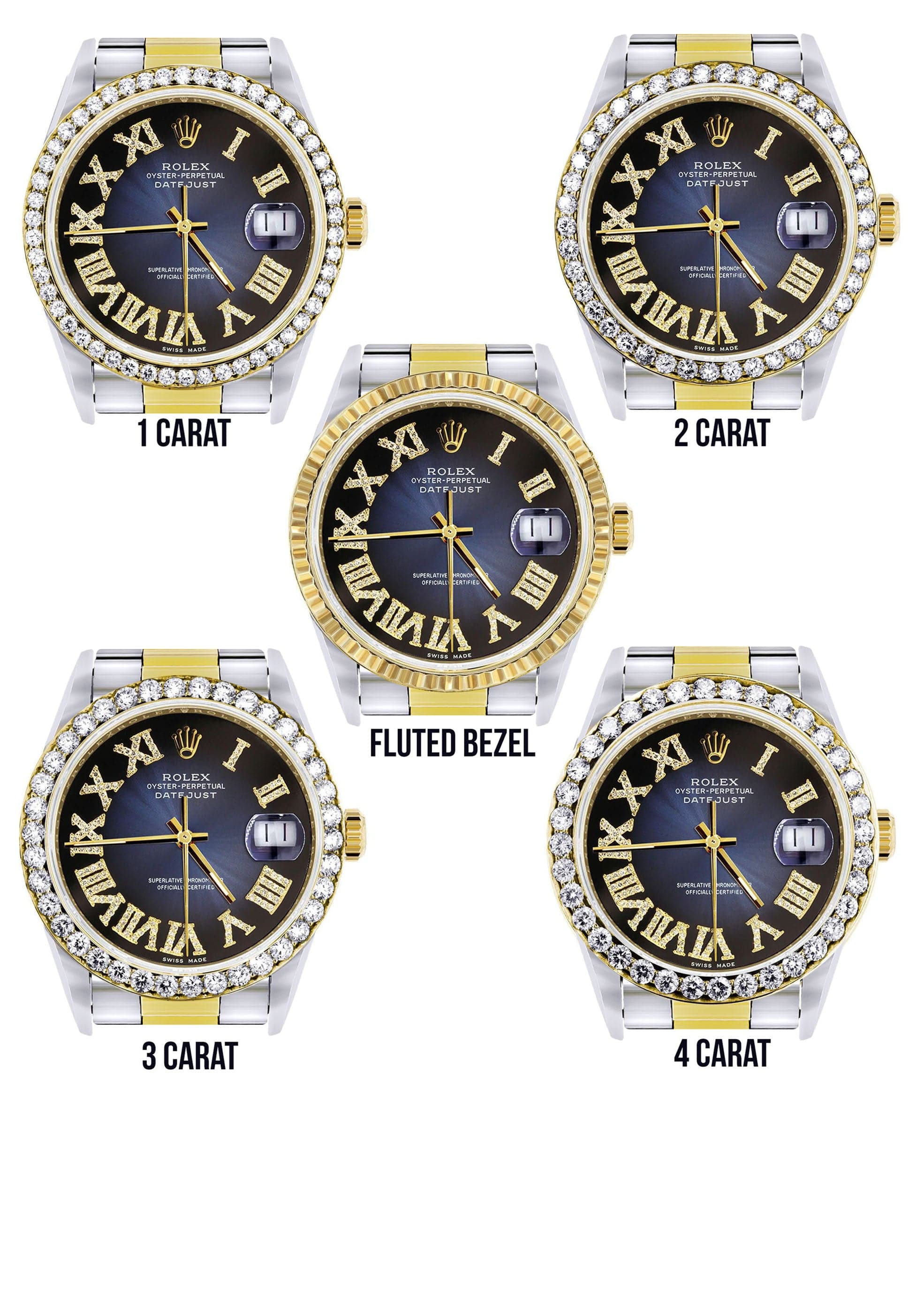 Gold & Steel Rolex Datejust Watch 16233 for Men  | 36Mm | Blue Black Roman Dial | Oyster Band - Image 3