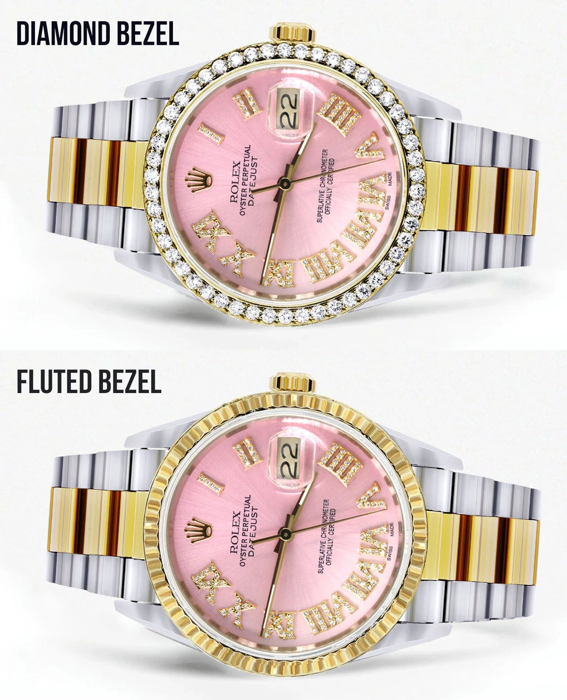 Gold & Steel Rolex Datejust Watch 16233 for Men | 36Mm | Pink Roman Dial | Oyster Band - Image 2
