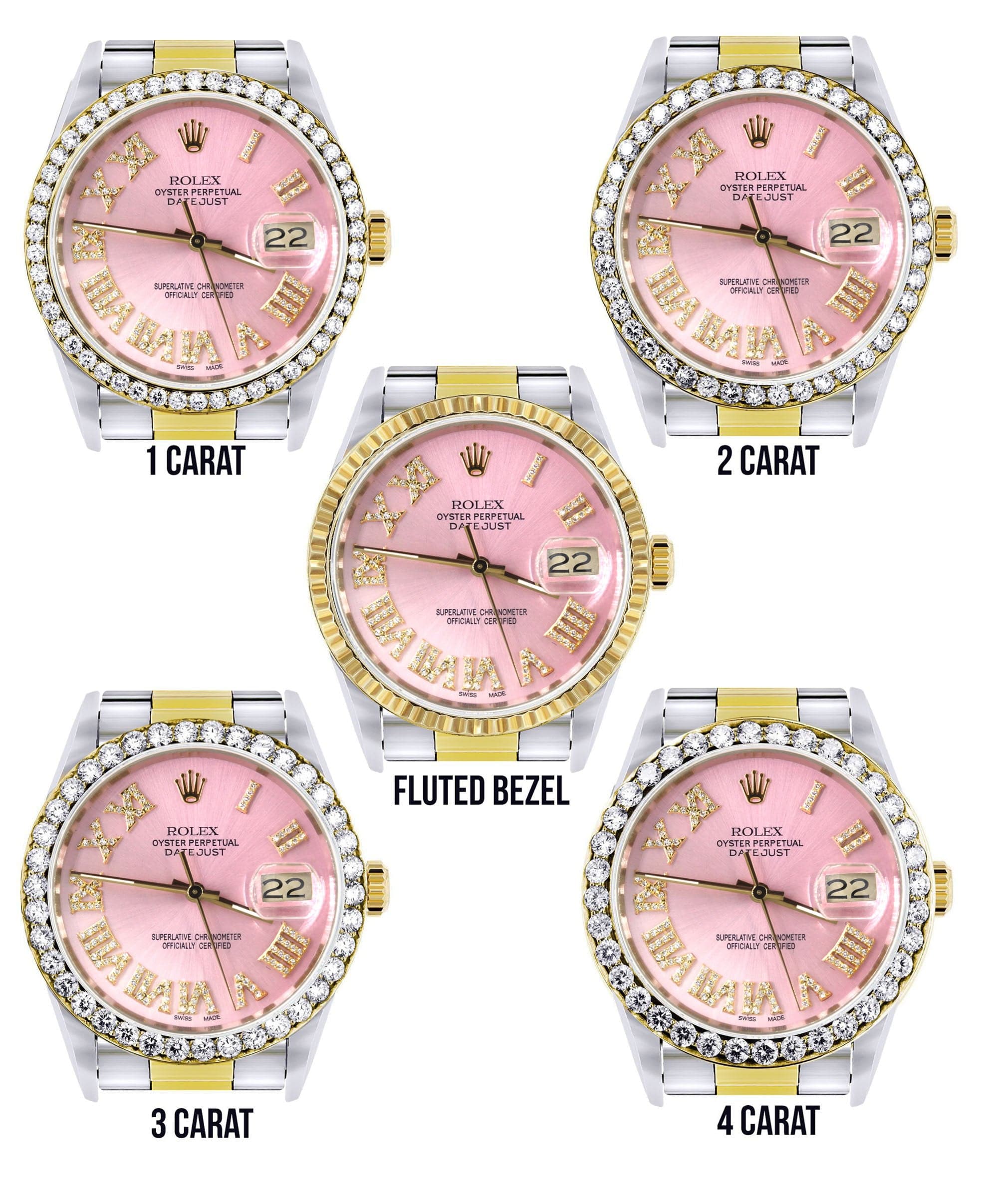 Gold & Steel Rolex Datejust Watch 16233 for Men | 36Mm | Pink Roman Dial | Oyster Band - Image 3