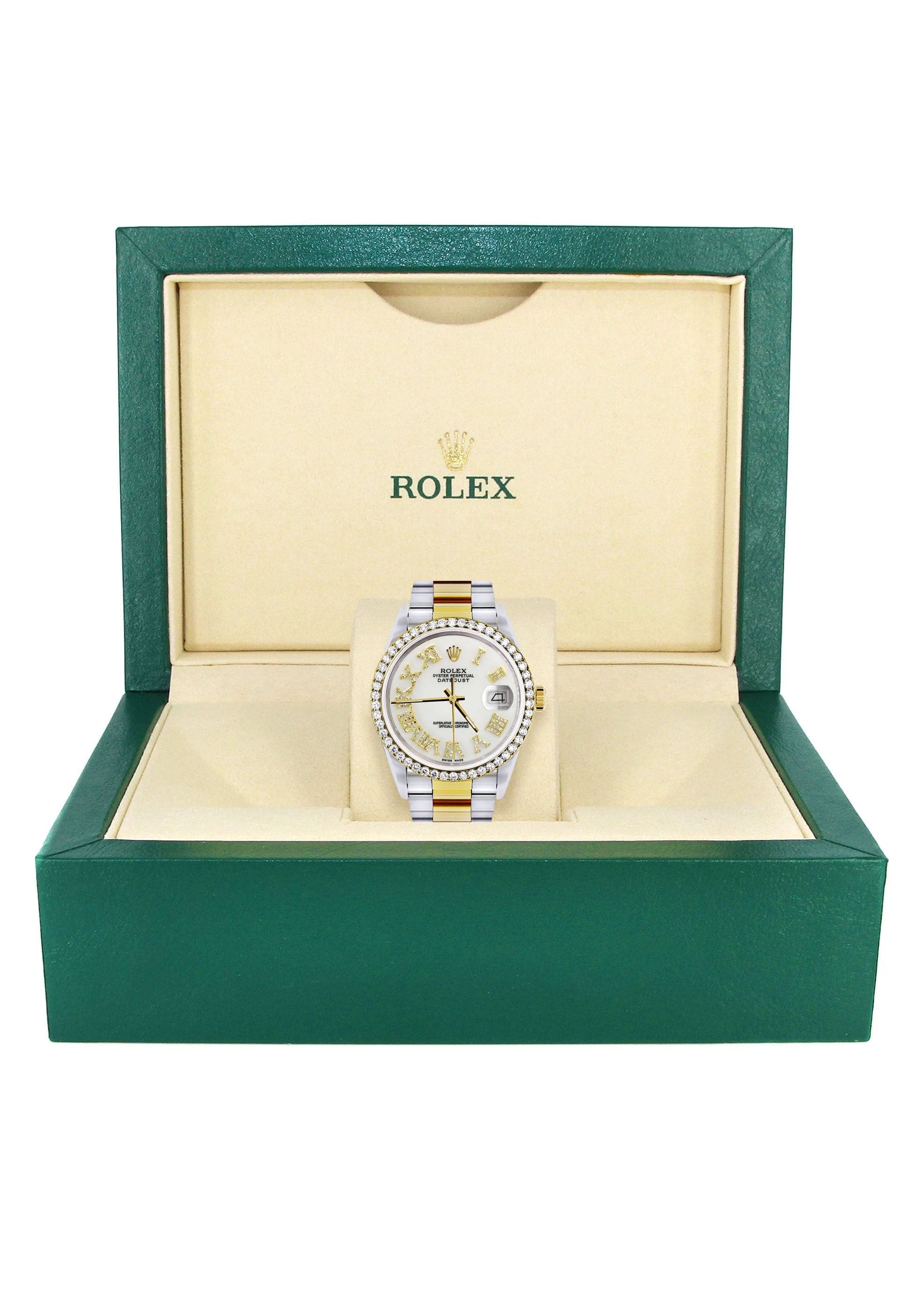 Gold & Steel Rolex Datejust Watch 16233 for Men | 36Mm | White Roman Dial | Oyster Band - Image 7