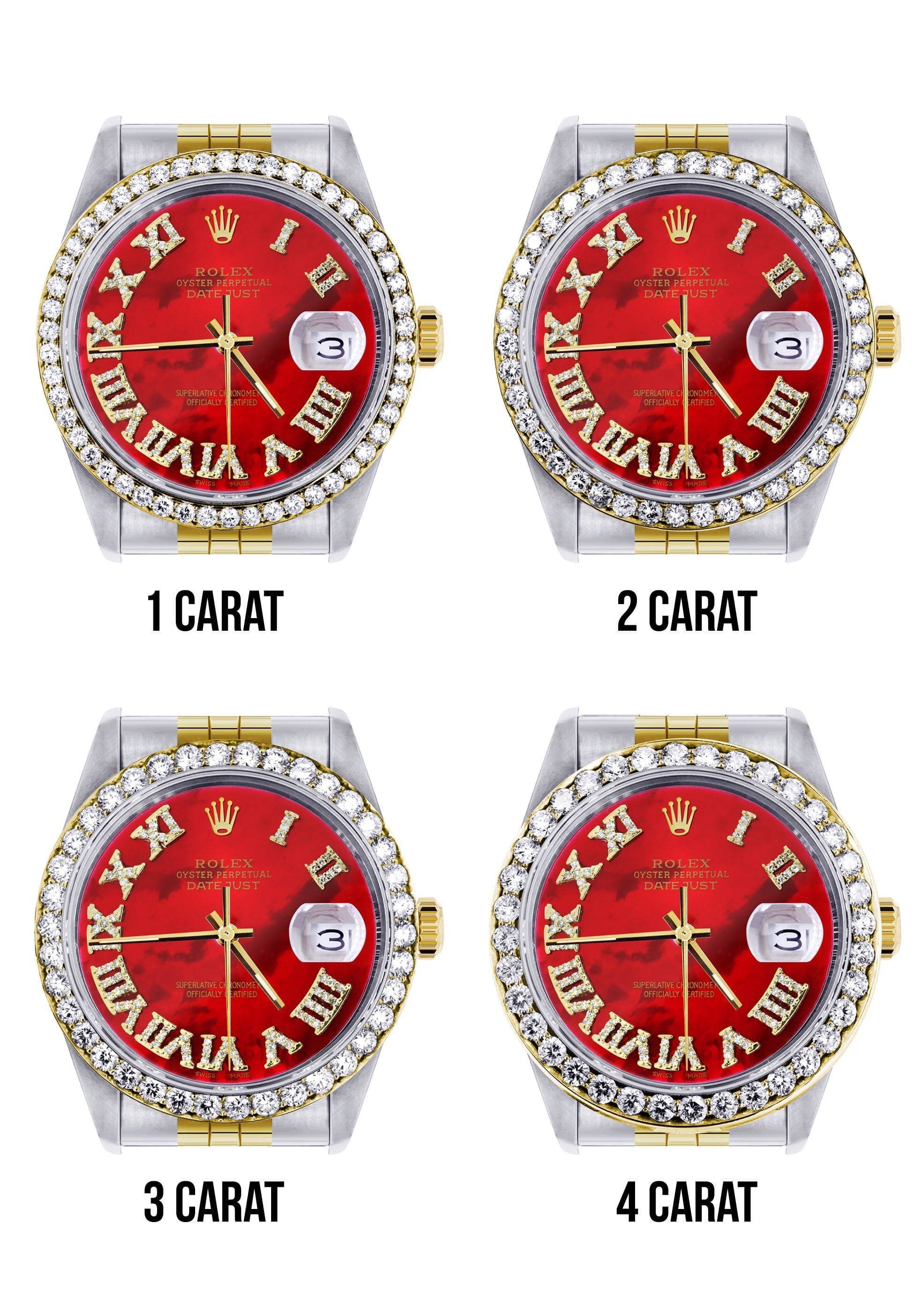 116233 | Hidden Clasp | Gold & Steel Rolex Datejust Watch | 36Mm | Diamond Red Roman Dial | Jubilee Band - Image 8