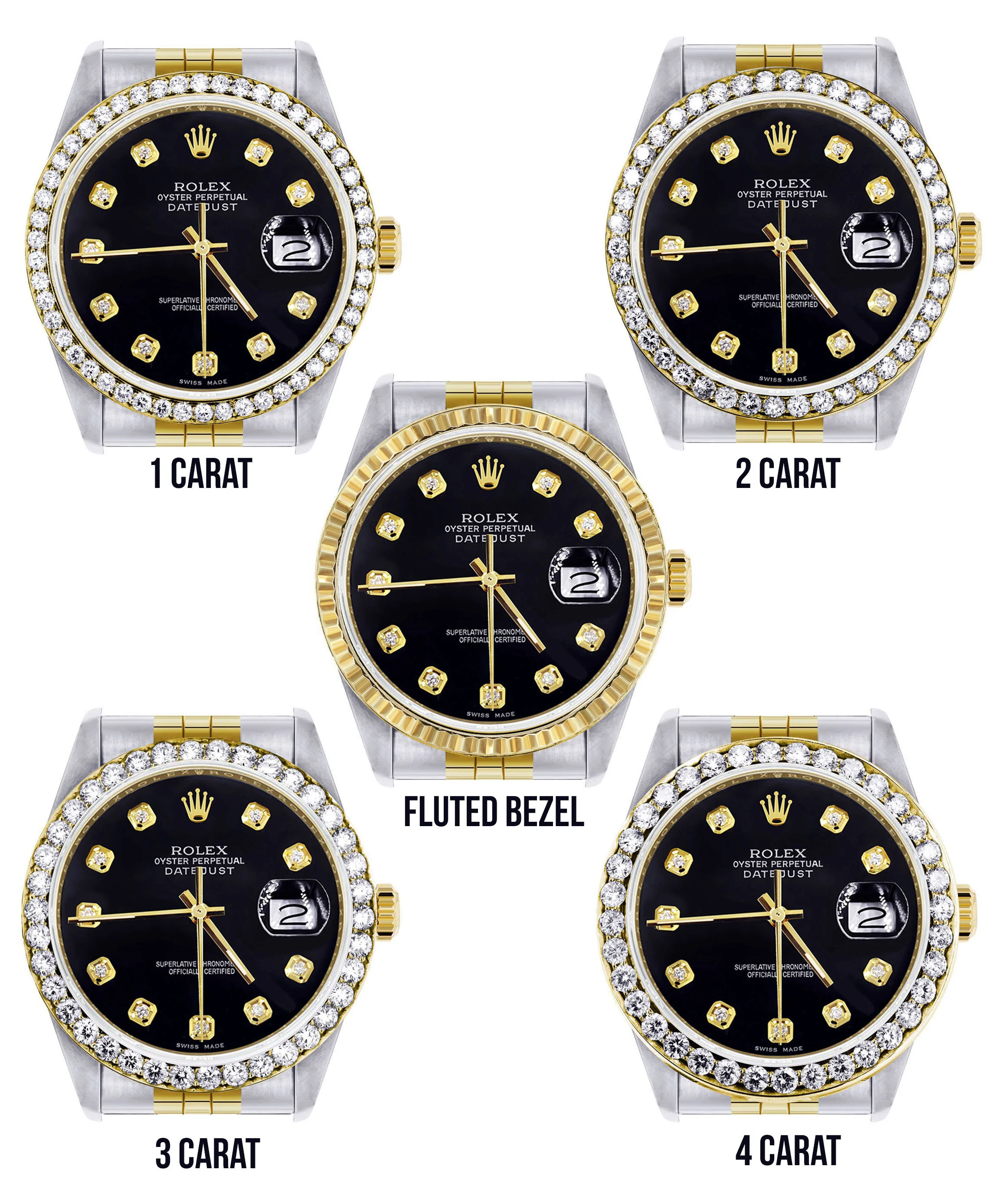 Womens Gold Rolex Datejust Watch 16233 | 36Mm | Black Dial | Jubilee Band - Image 3