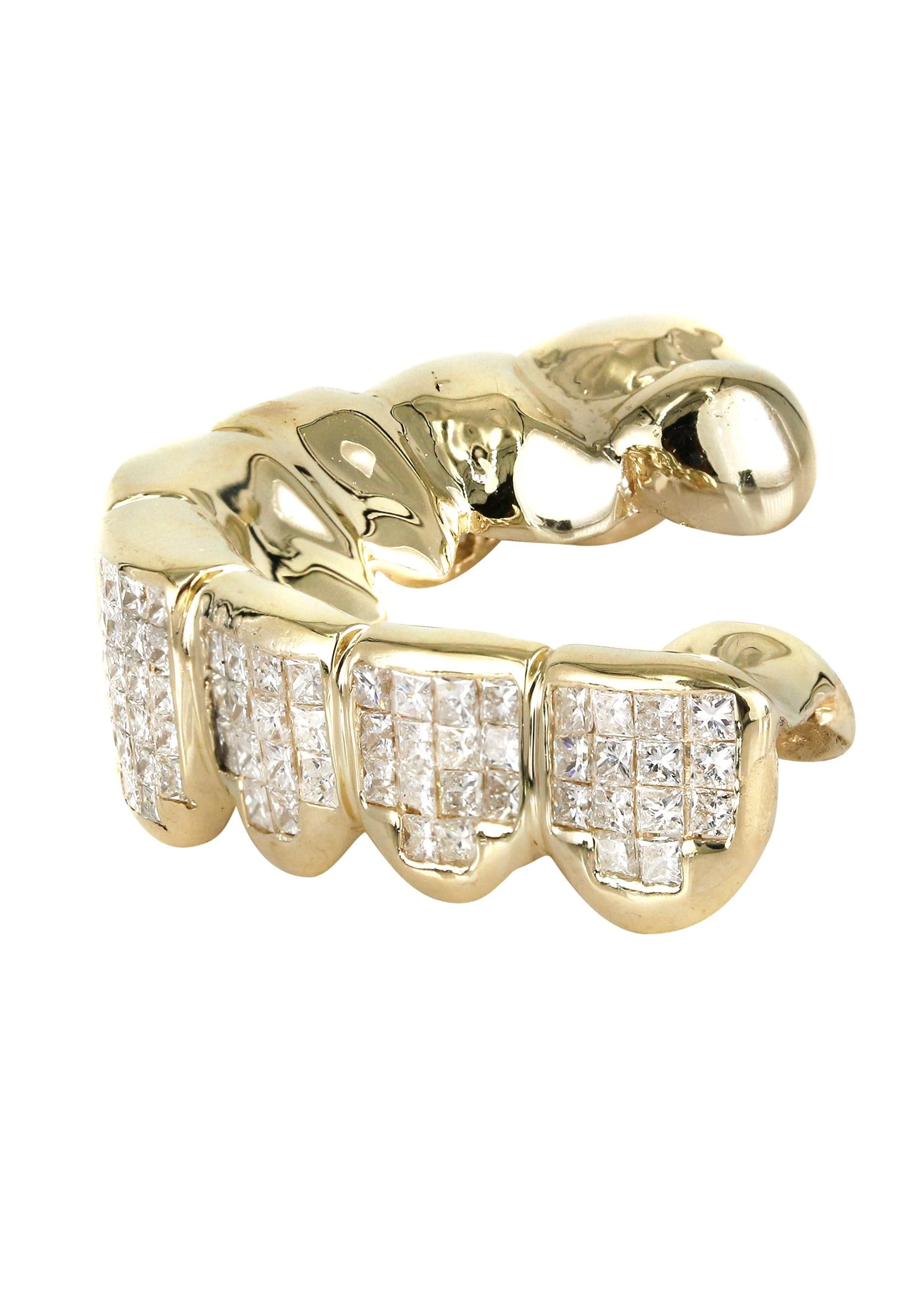 Gold 8 Tooth Invisible Set Princess Diamond Grills - Image 2