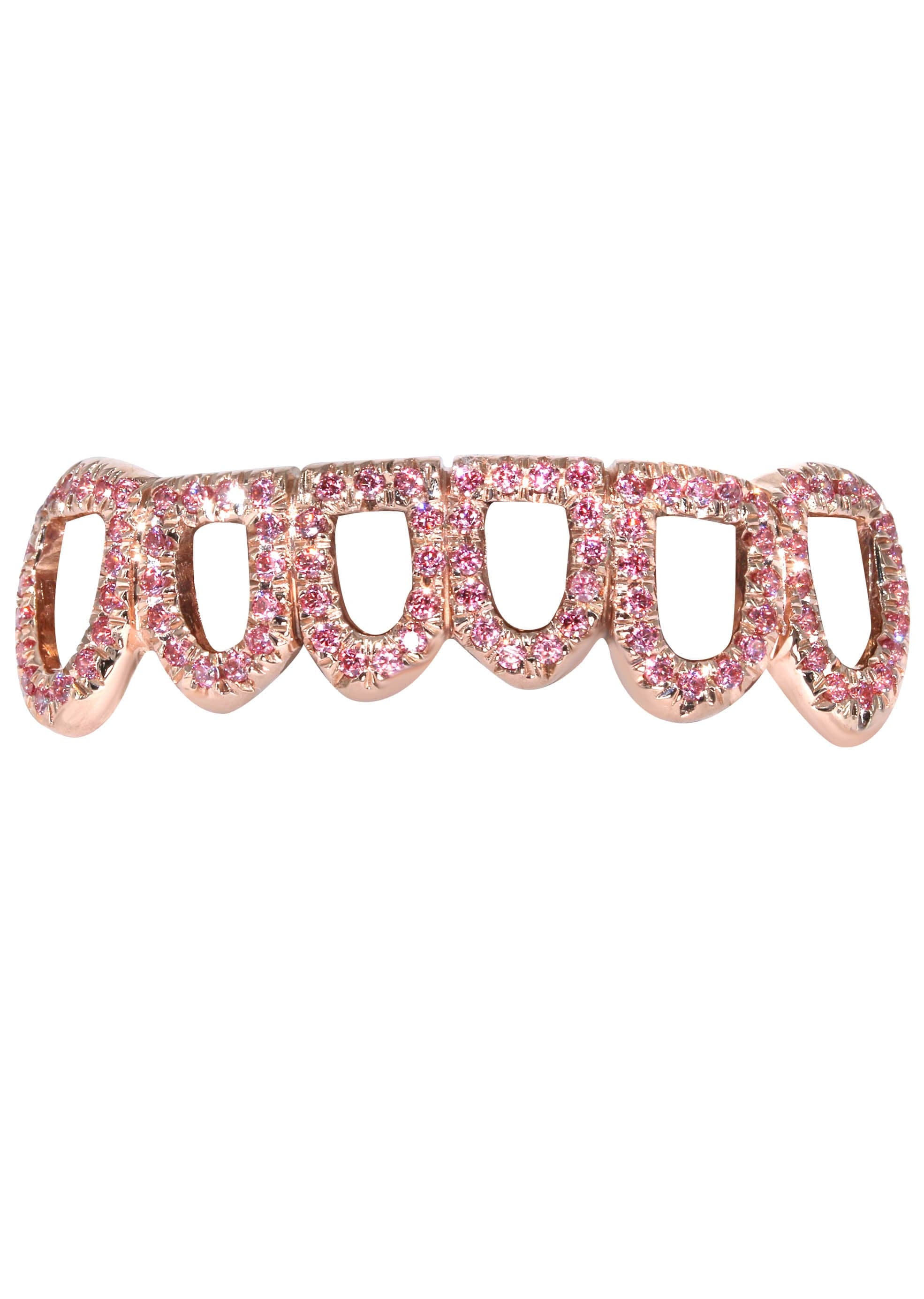 6 Teeth Diamond and Pink Sapphire Grillz