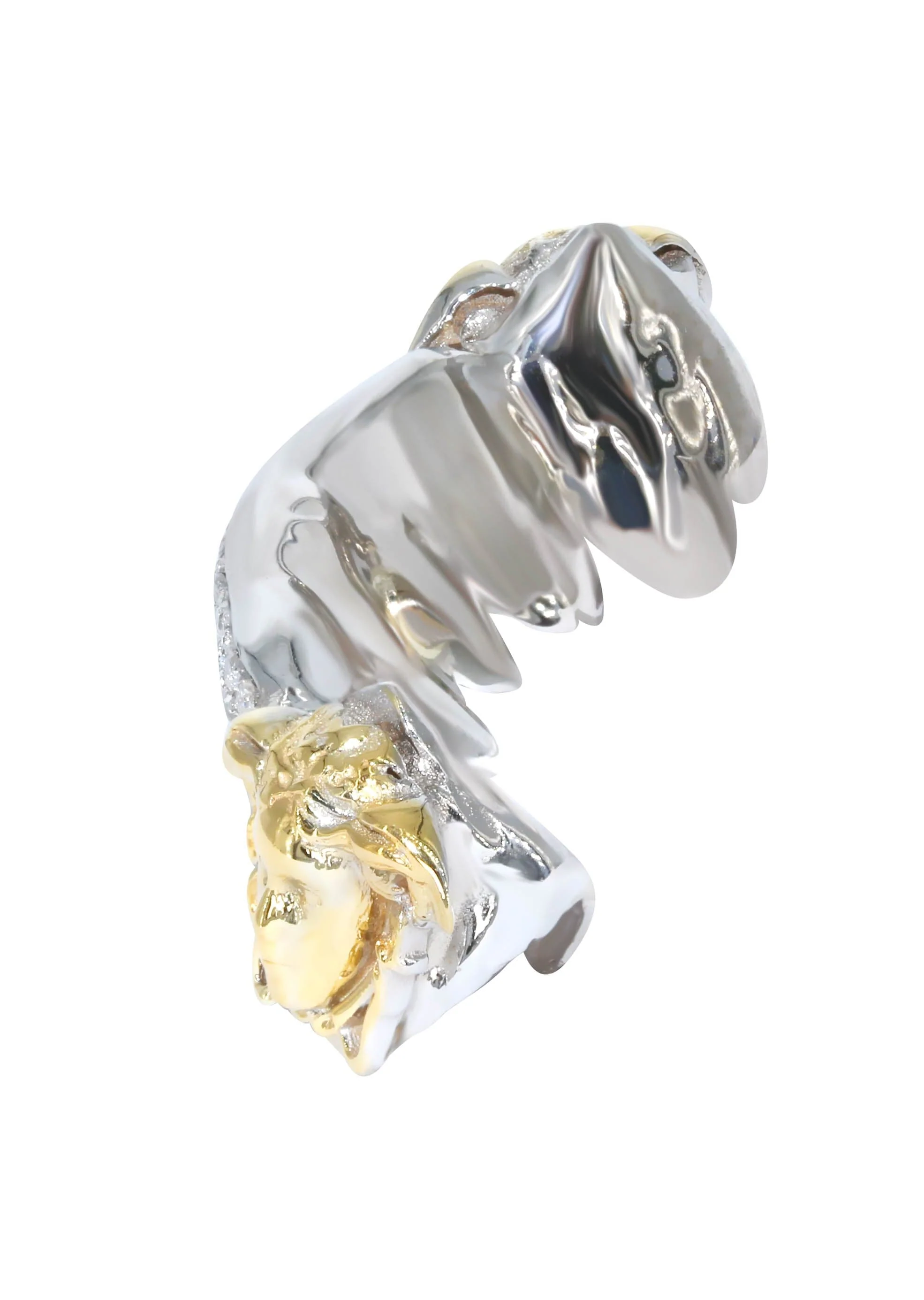 6 Teeth Diamond Medusa Two Tone Gold Grillz - Image 2