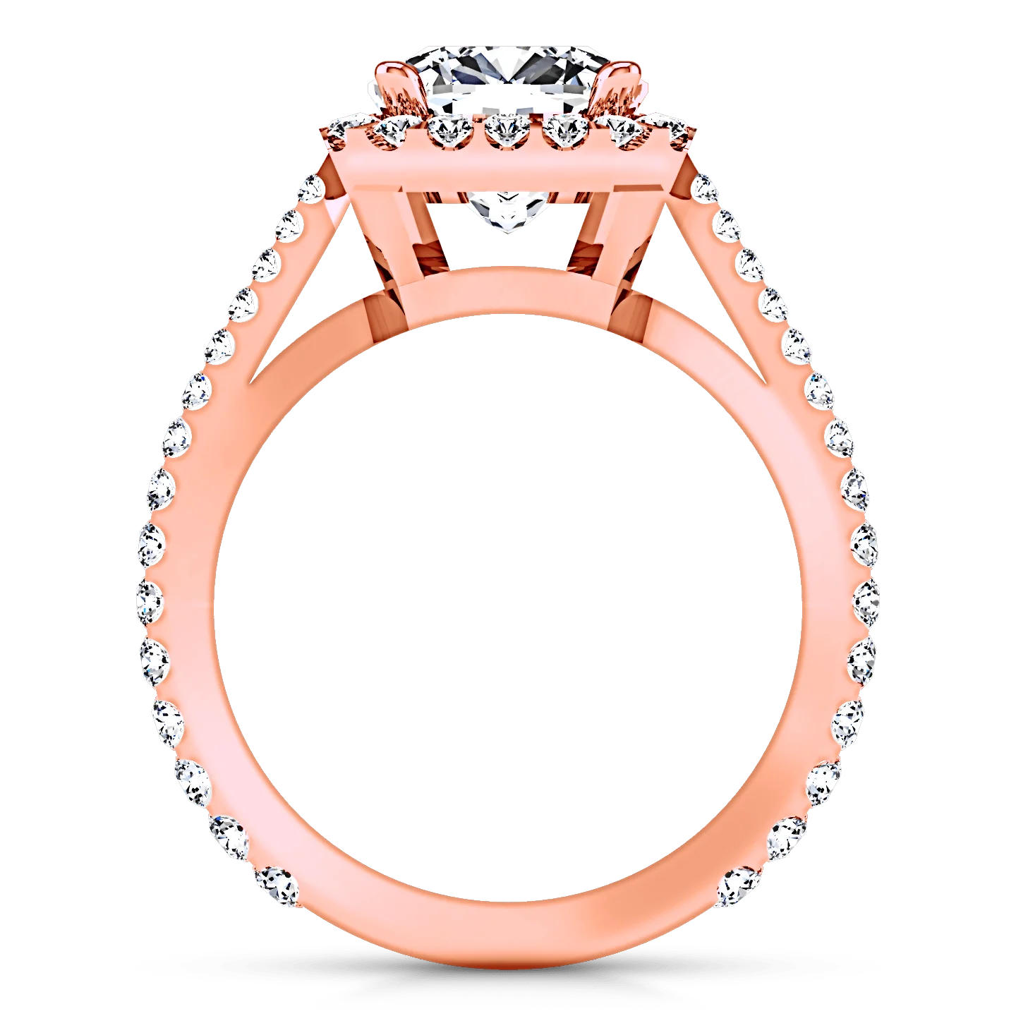 Halo Diamond Cushion Cut Engagement Ring Adalyn 14K Rose Gold - Image 3