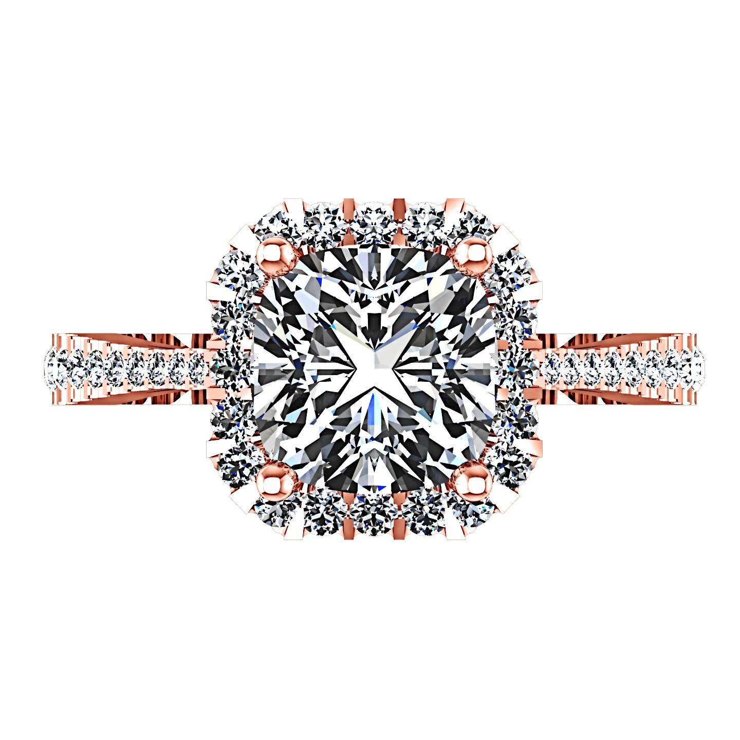 Halo Diamond Cushion Cut Engagement Ring Adalyn 14K Rose Gold - Image 4