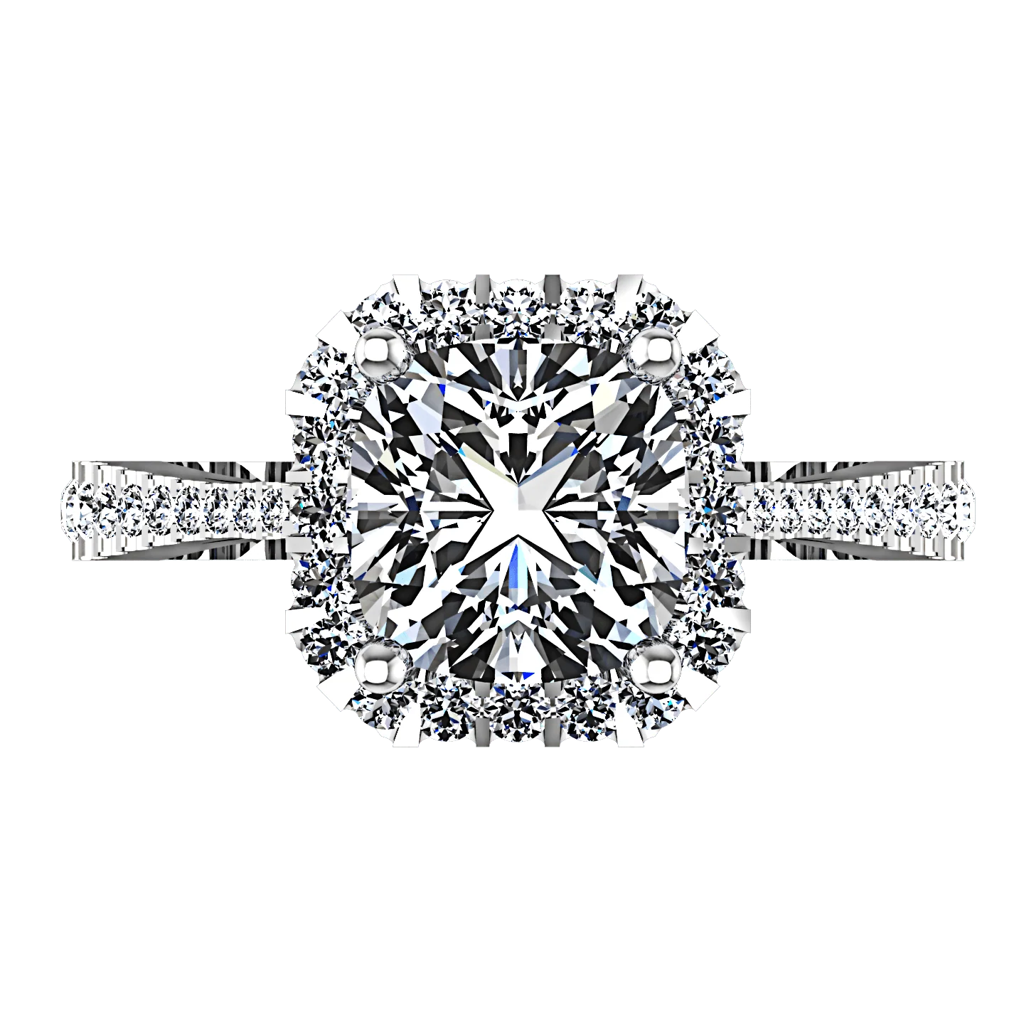 Halo Cushion Cut Diamond Engagement Ring Adalyn 14K White Gold - Image 3