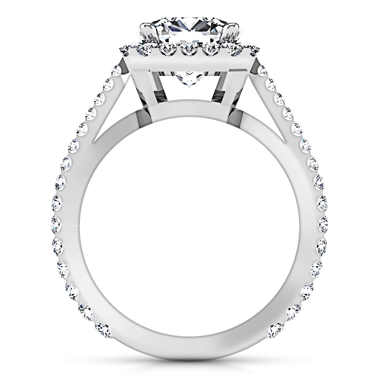 Halo Cushion Cut Diamond Engagement Ring Adalyn 14K White Gold - Image 4