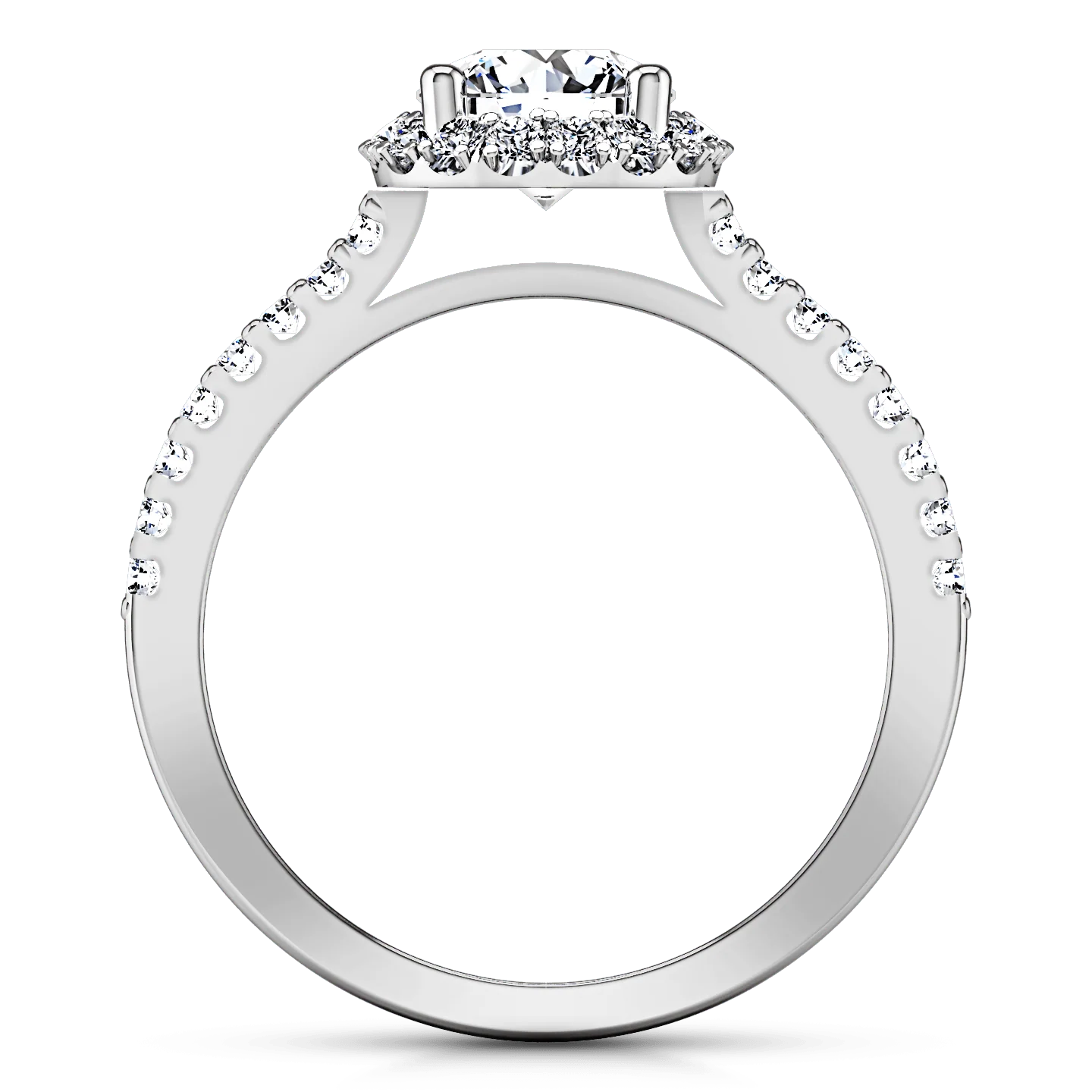 Round Diamond Halo  Engagement Ring Bethany 14K White Gold - Image 3