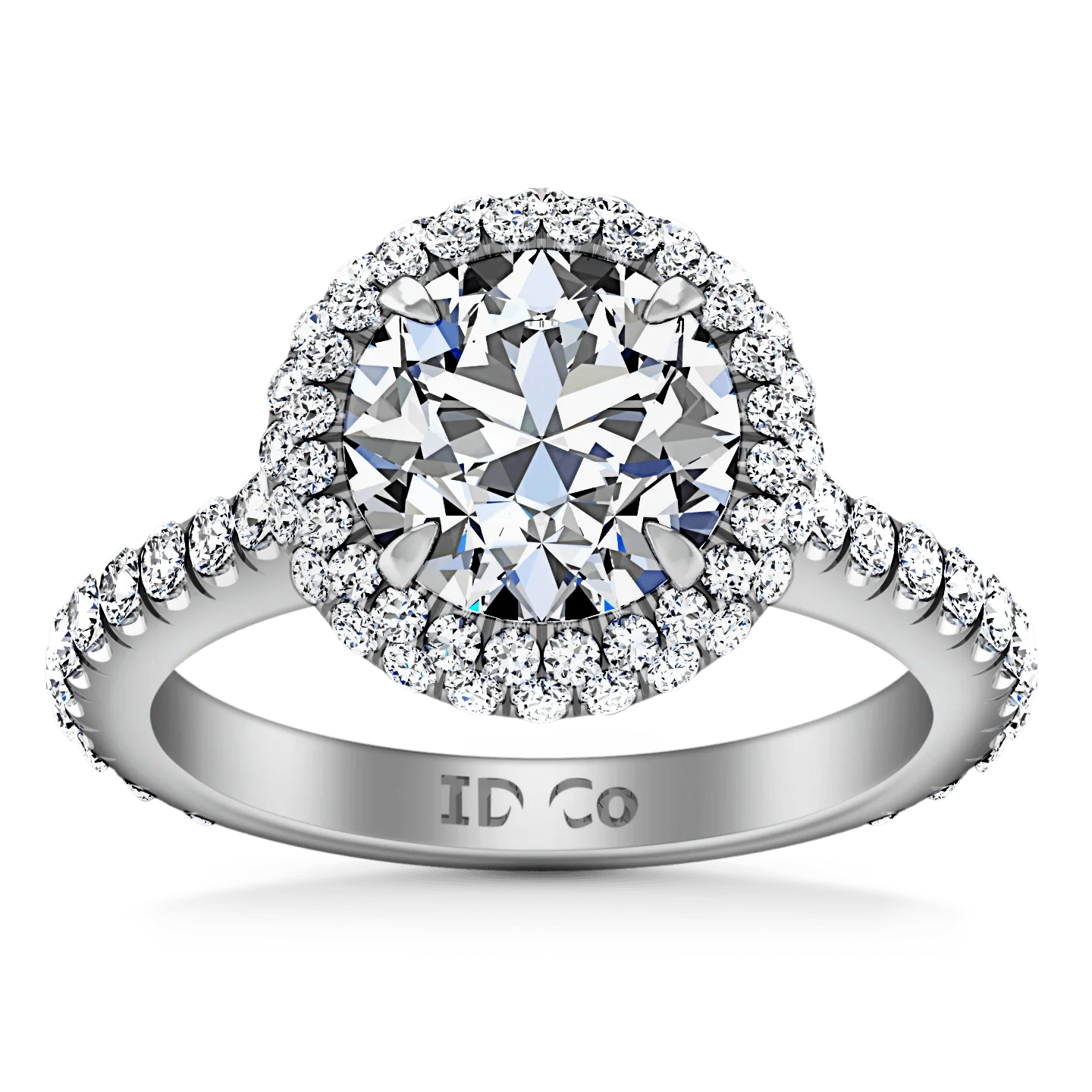 Round Diamond Halo Engagement Ring Blossom 14K White Gold
