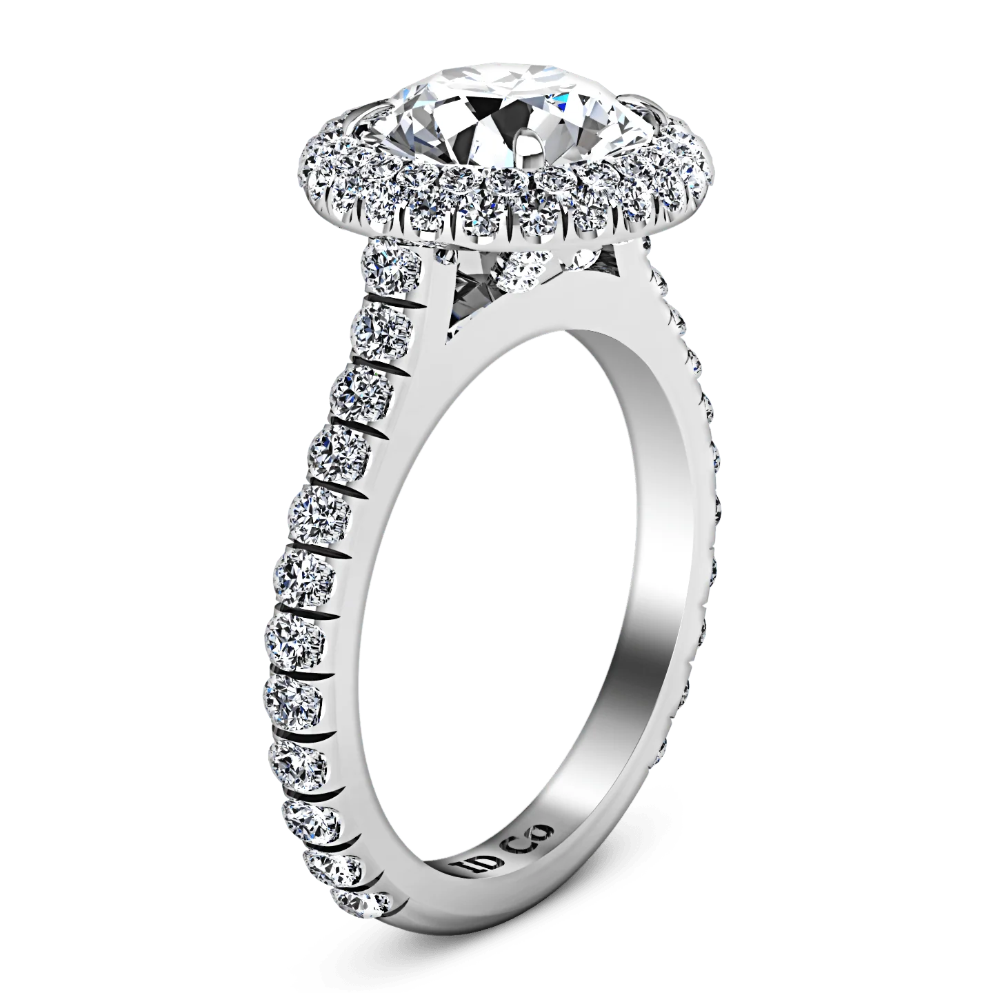 Round Diamond Halo Engagement Ring Blossom 14K White Gold - Image 2