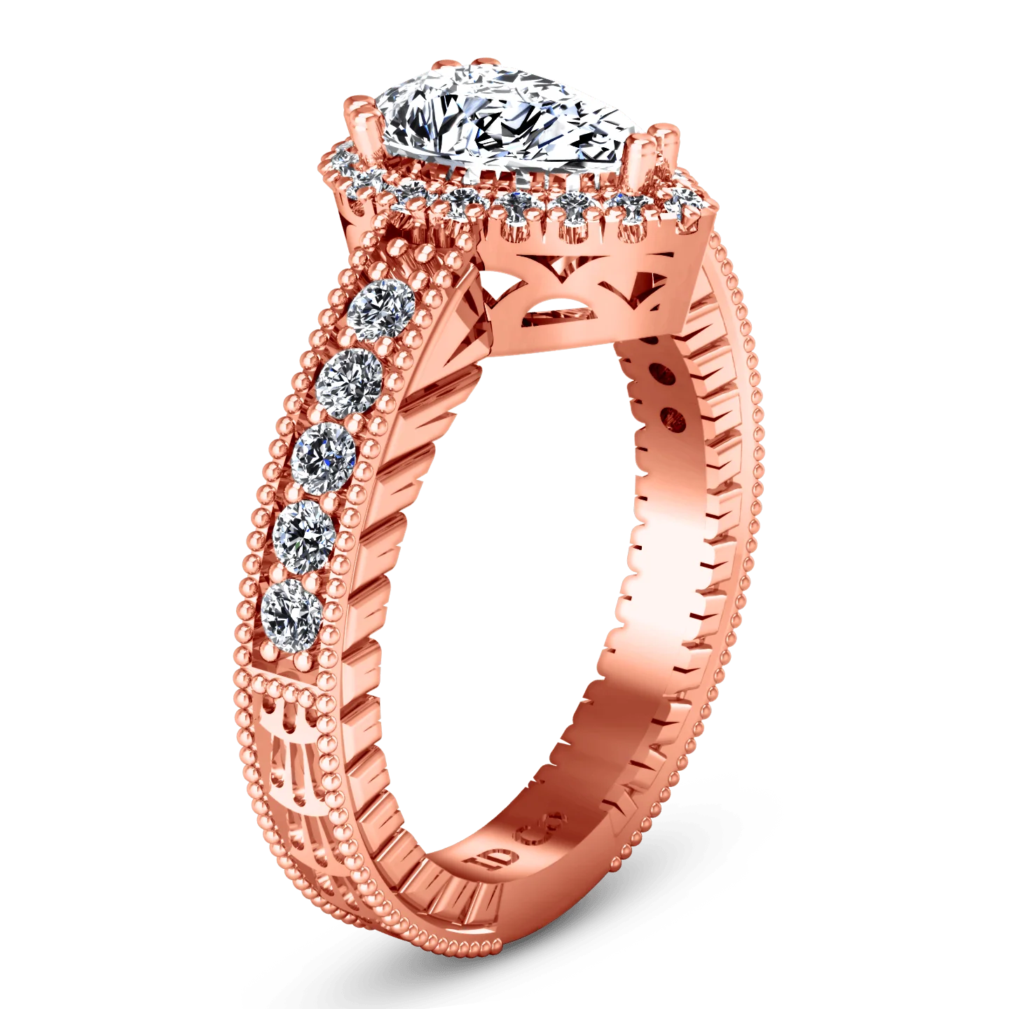 Halo Diamond  Engagement Ring Candence  14K Rose Gold - Image 2