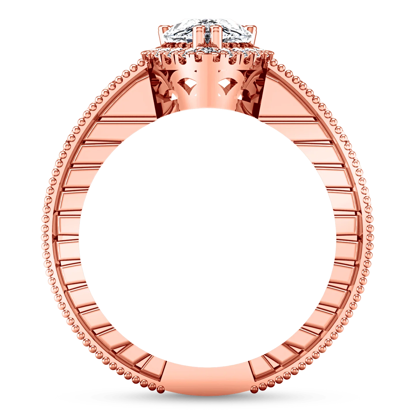 Halo Diamond  Engagement Ring Candence  14K Rose Gold - Image 3