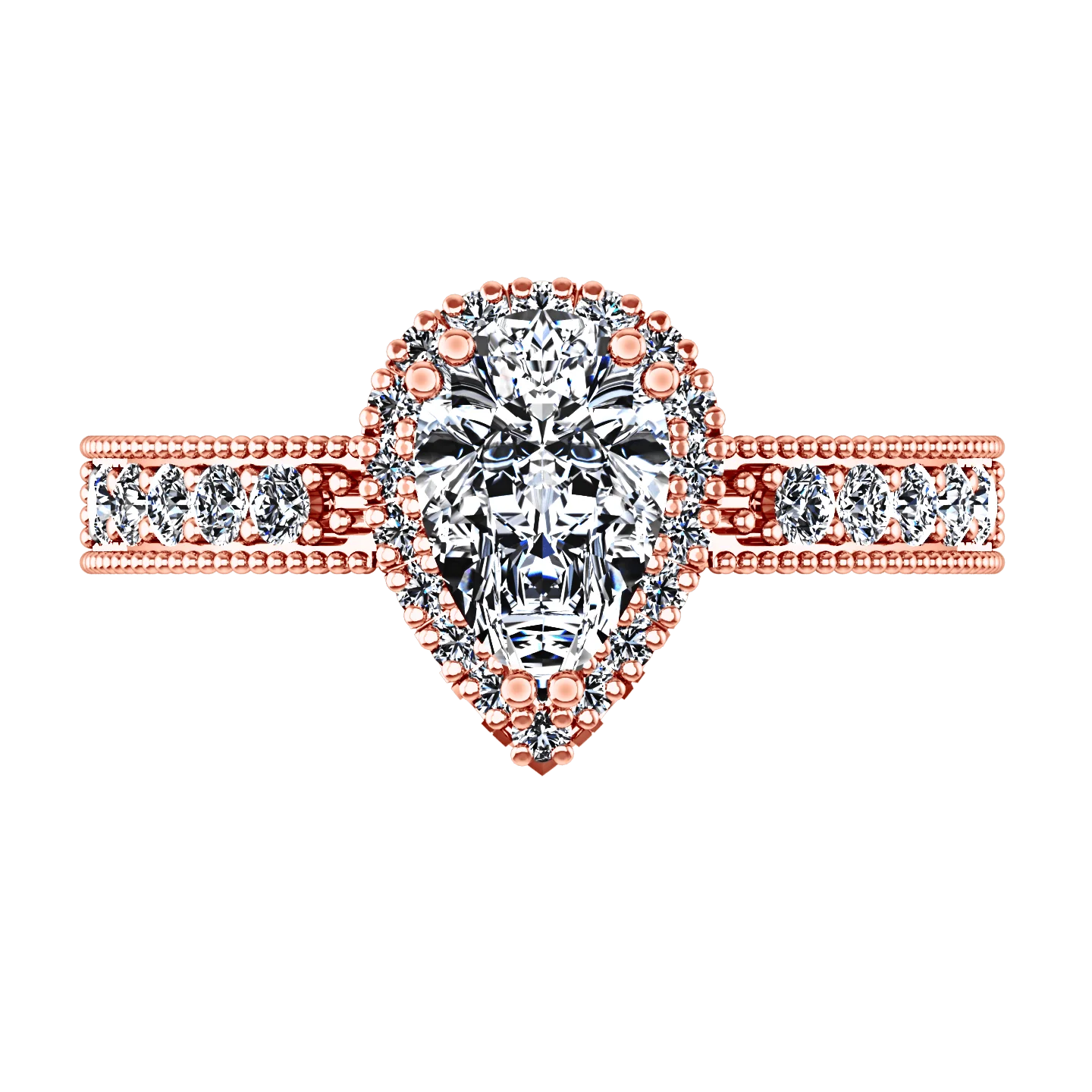 Halo Diamond  Engagement Ring Candence  14K Rose Gold - Image 4