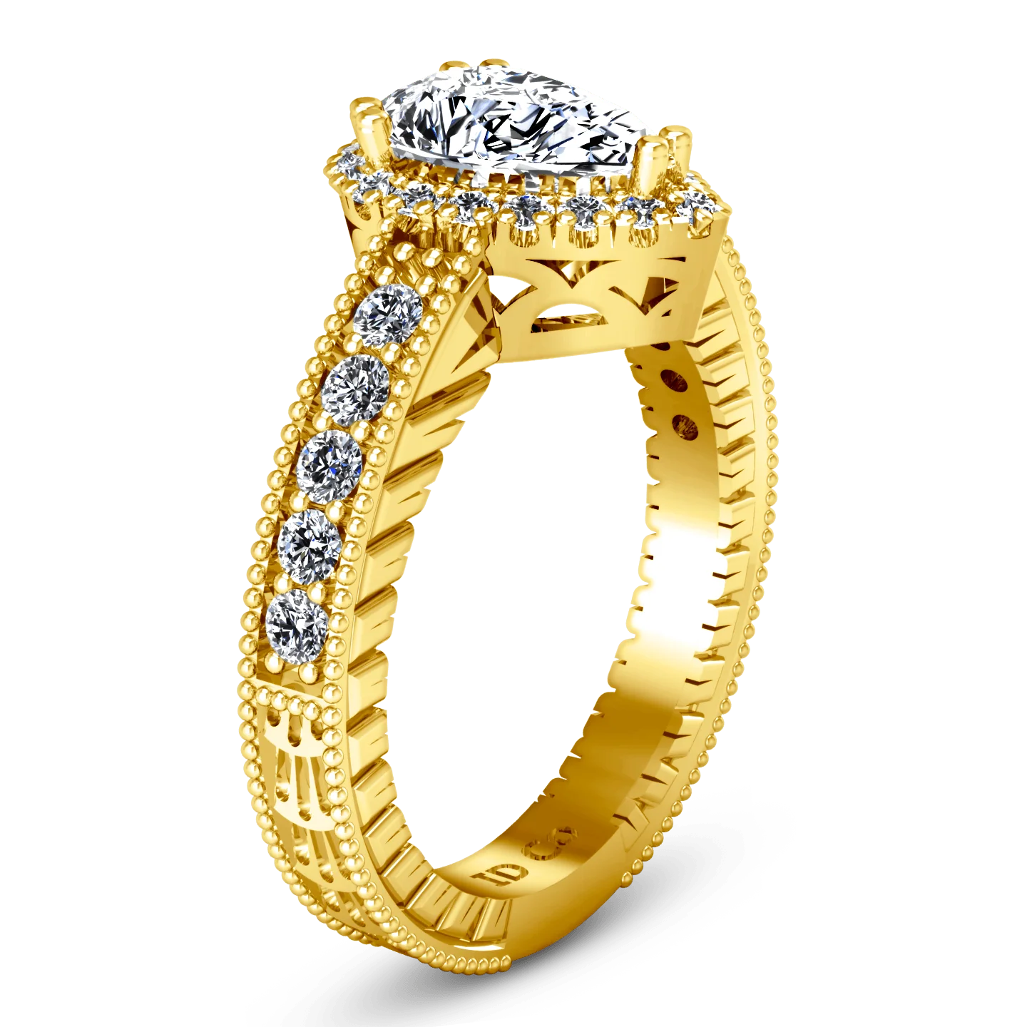 Halo Diamond Engagement Ring Candence 14K Yellow Gold - Image 2