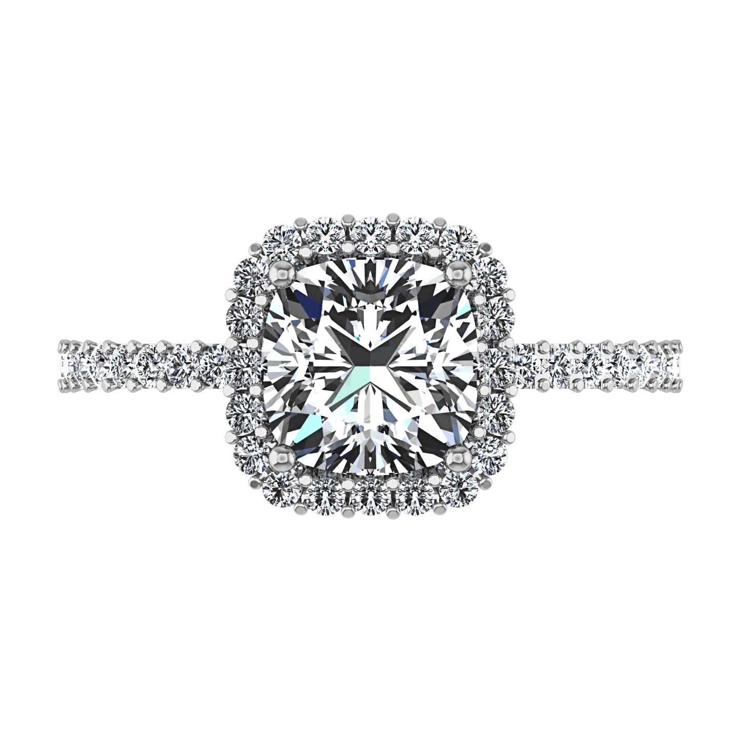 Halo Cushion Cut Diamond Engagement Ring Claire 14K White Gold - Image 4