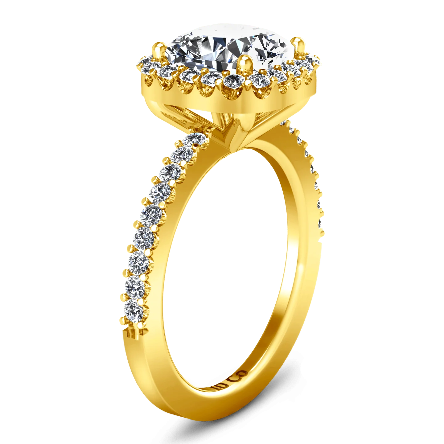 Halo Diamond Cushion Cut Engagement Ring Claire 14K Yellow Gold - Image 2