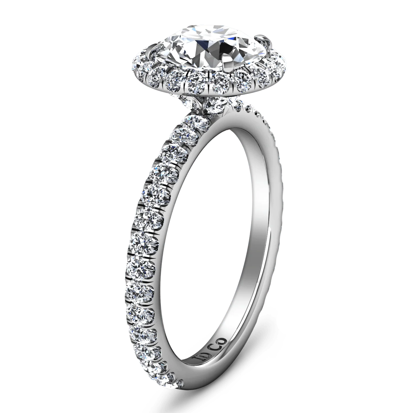 Round Diamond Halo Engagement Ring Clayton 14K White Gold - Image 2