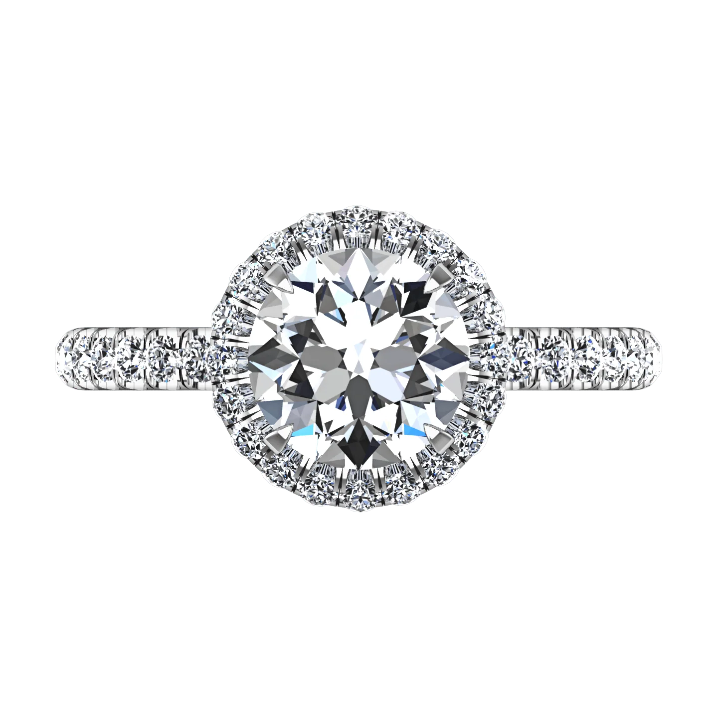 Round Diamond Halo Engagement Ring Clayton 14K White Gold - Image 4
