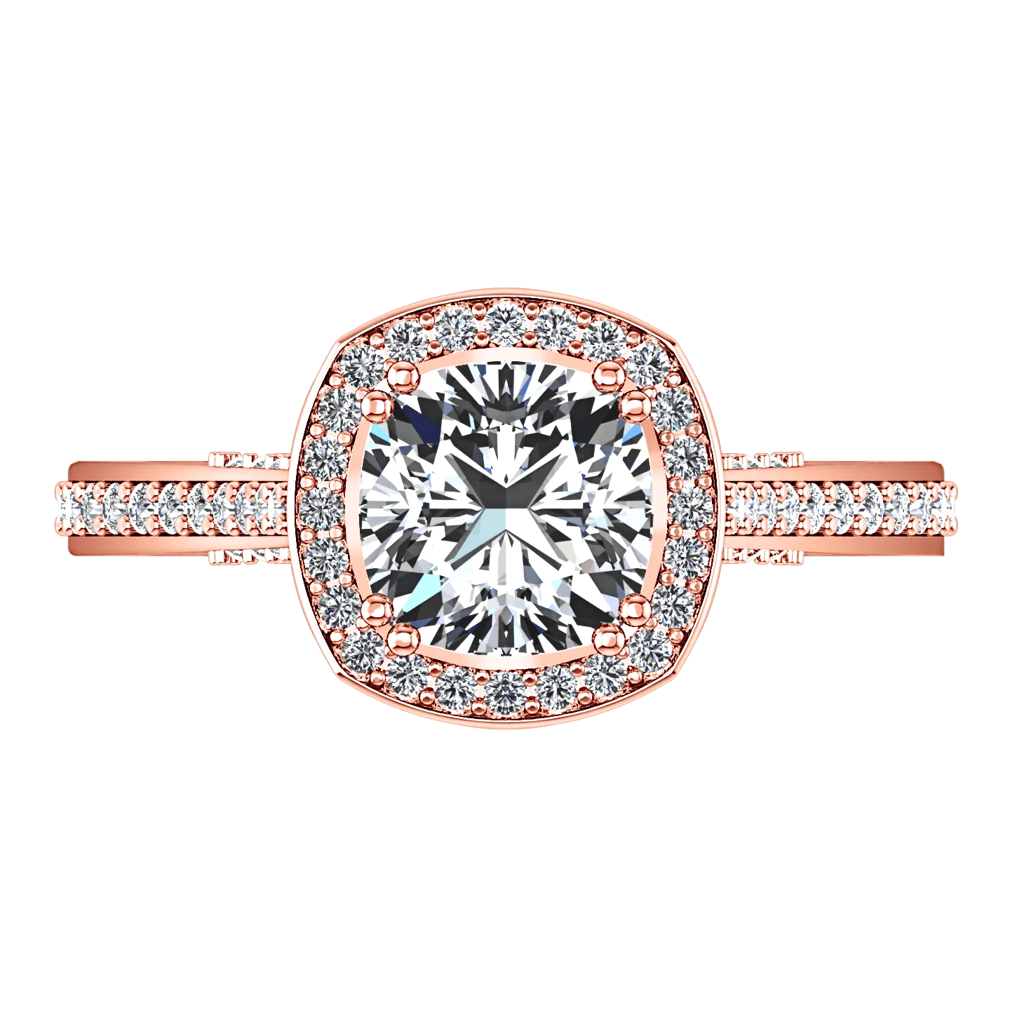 Halo Diamond Cushion Cut Engagement Ring Coco 14K Rose Gold - Image 4