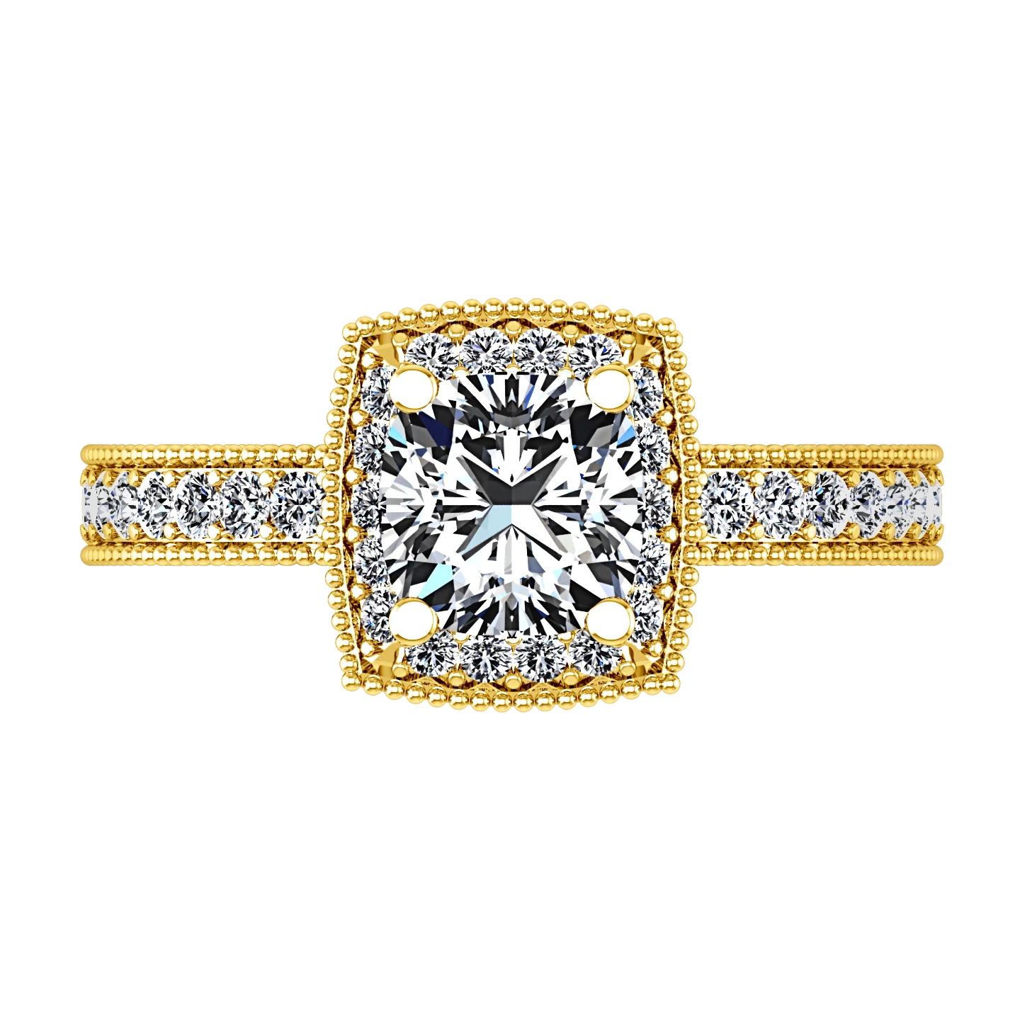 Halo Diamond  Engagement Ring Danica 14K Yellow Gold - Image 4