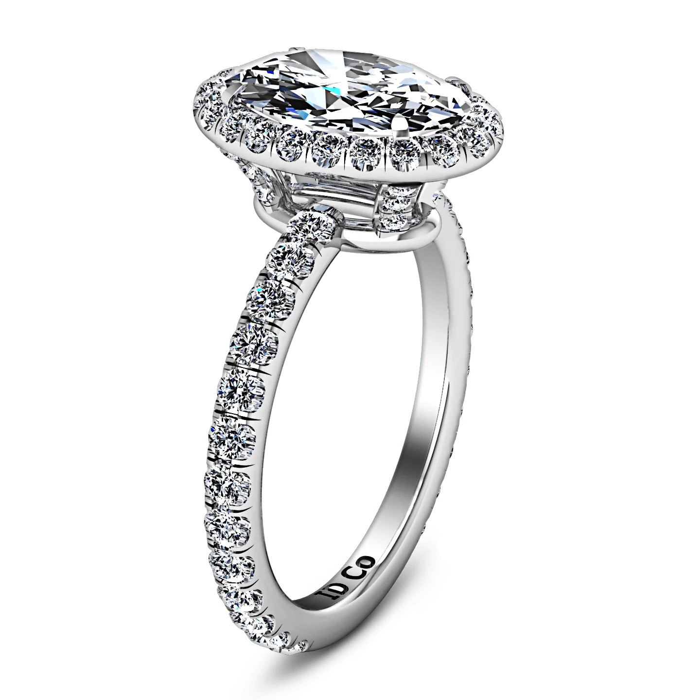 Halo Oval Diamond Engagement Ring Elsa 14K White Gold - Image 2