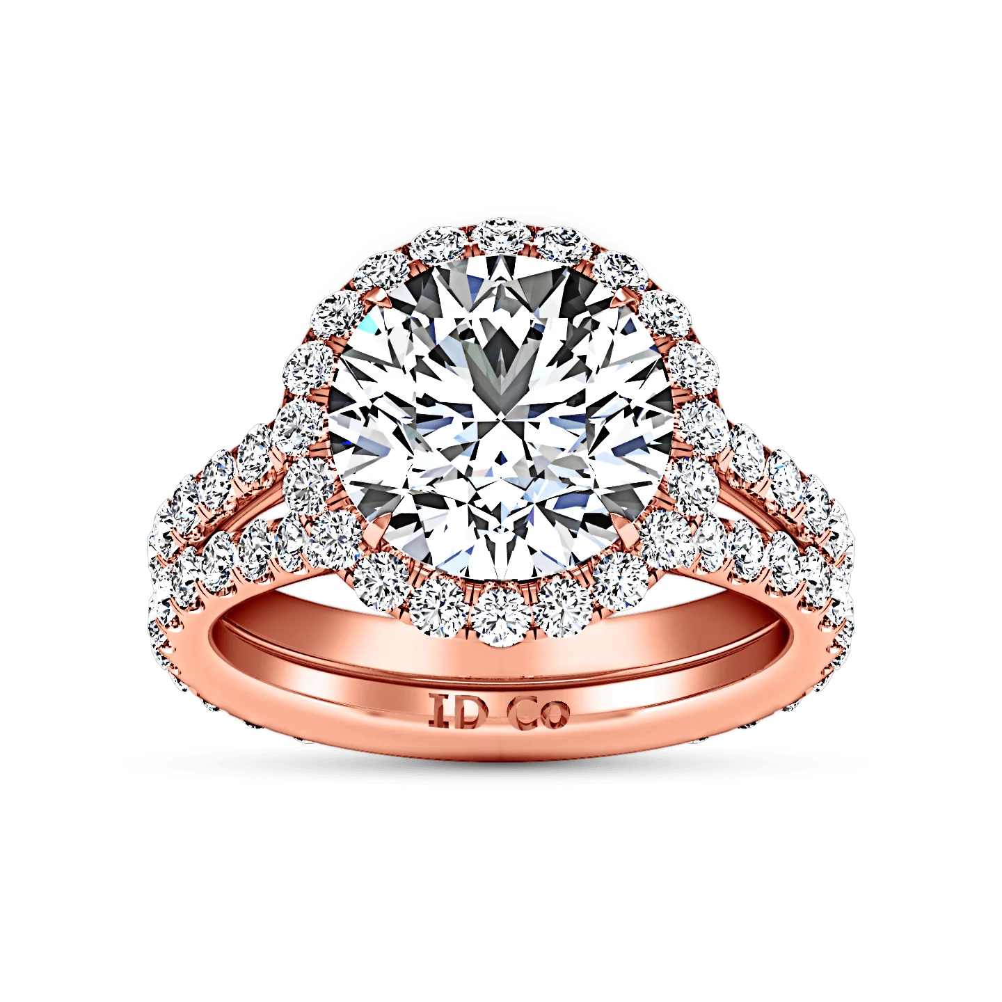 Halo Diamond  Engagement Ring Emotion 14K Rose Gold