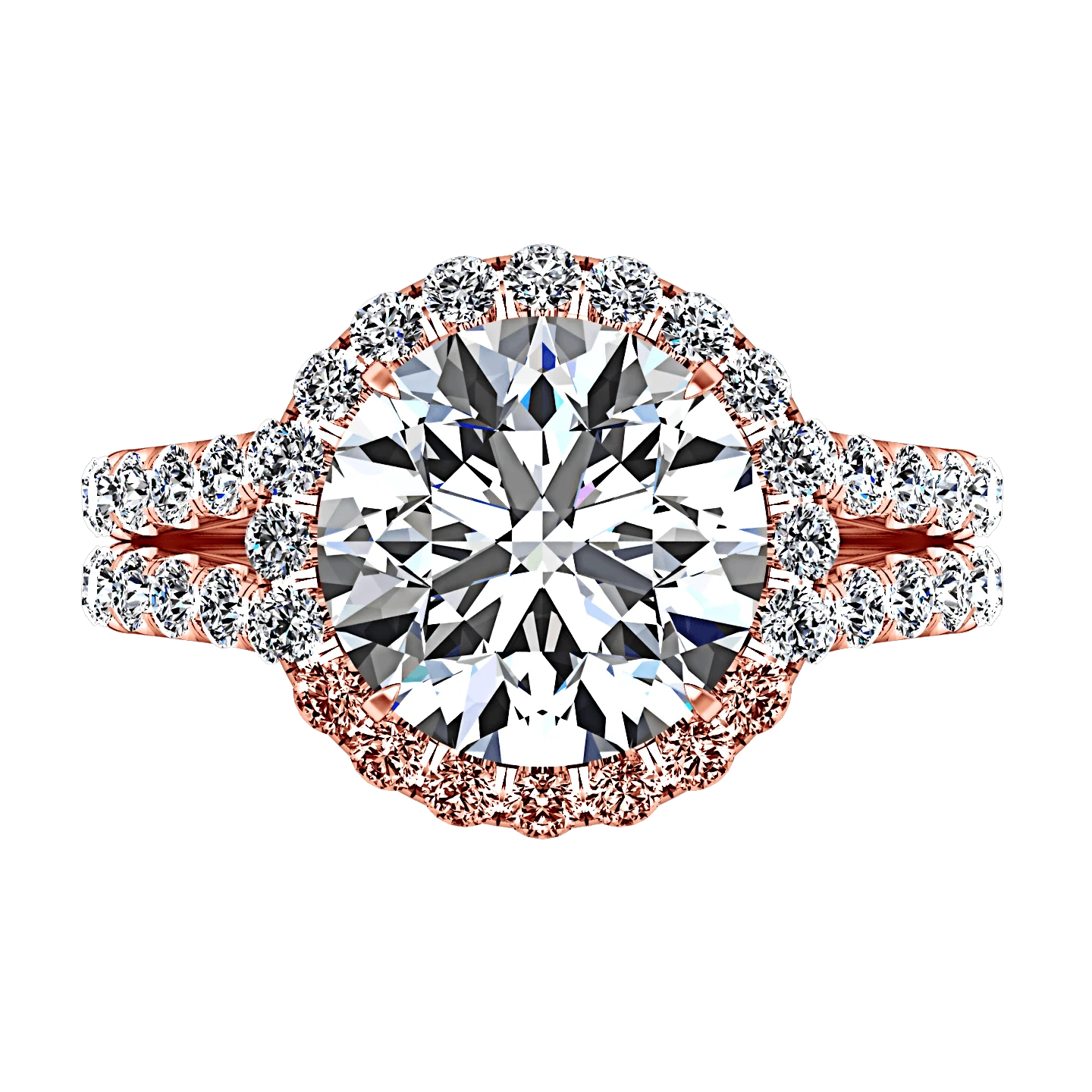 Halo Diamond  Engagement Ring Emotion 14K Rose Gold - Image 4