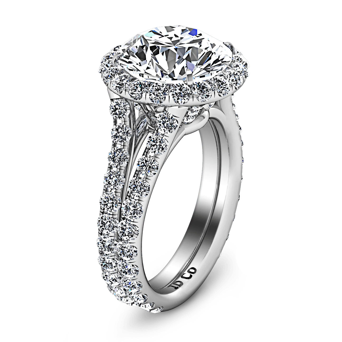 Round Diamond Halo  Engagement Ring Emotion 14K White Gold - Image 2