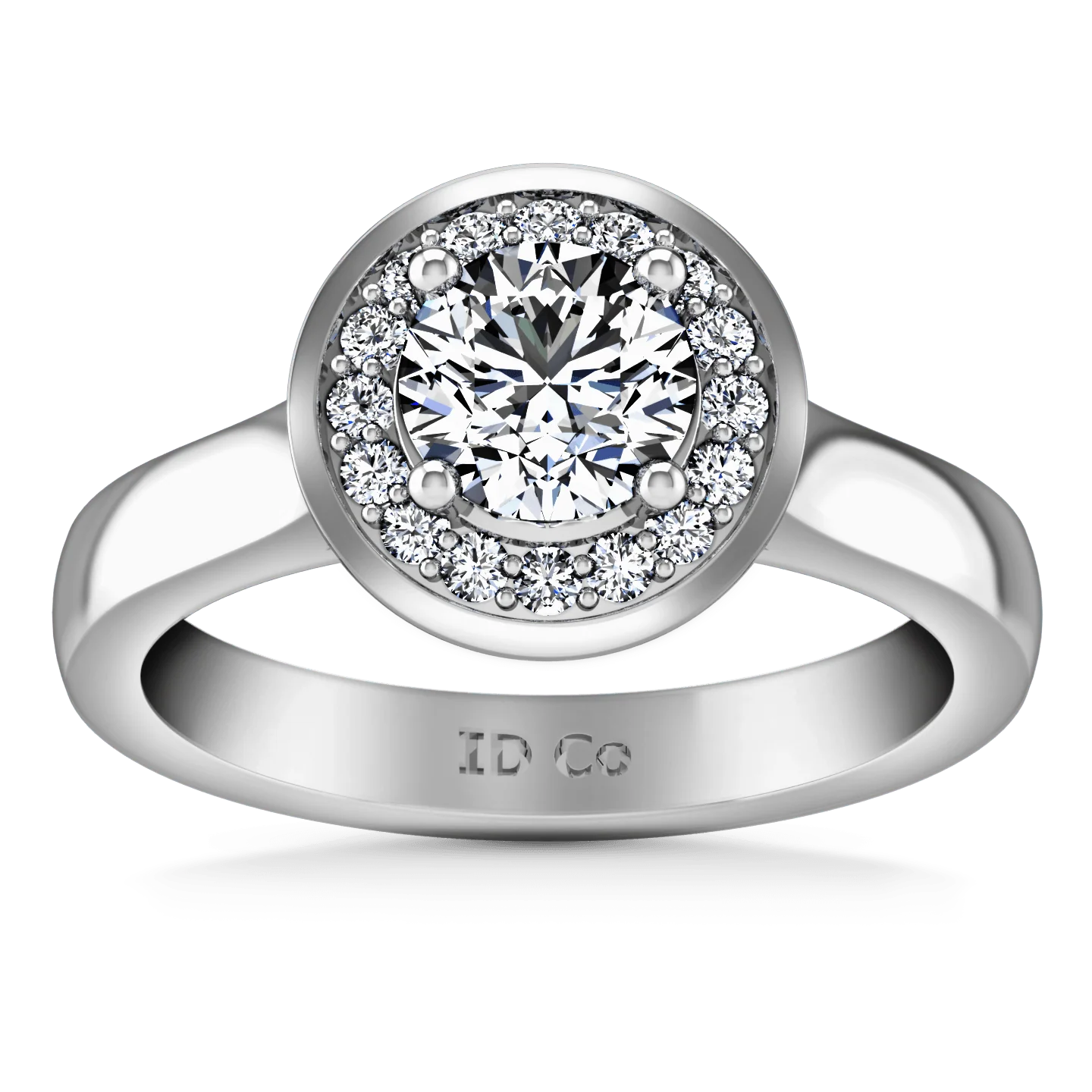 Round Diamond Halo Engagement Ring Erica 14K White Gold