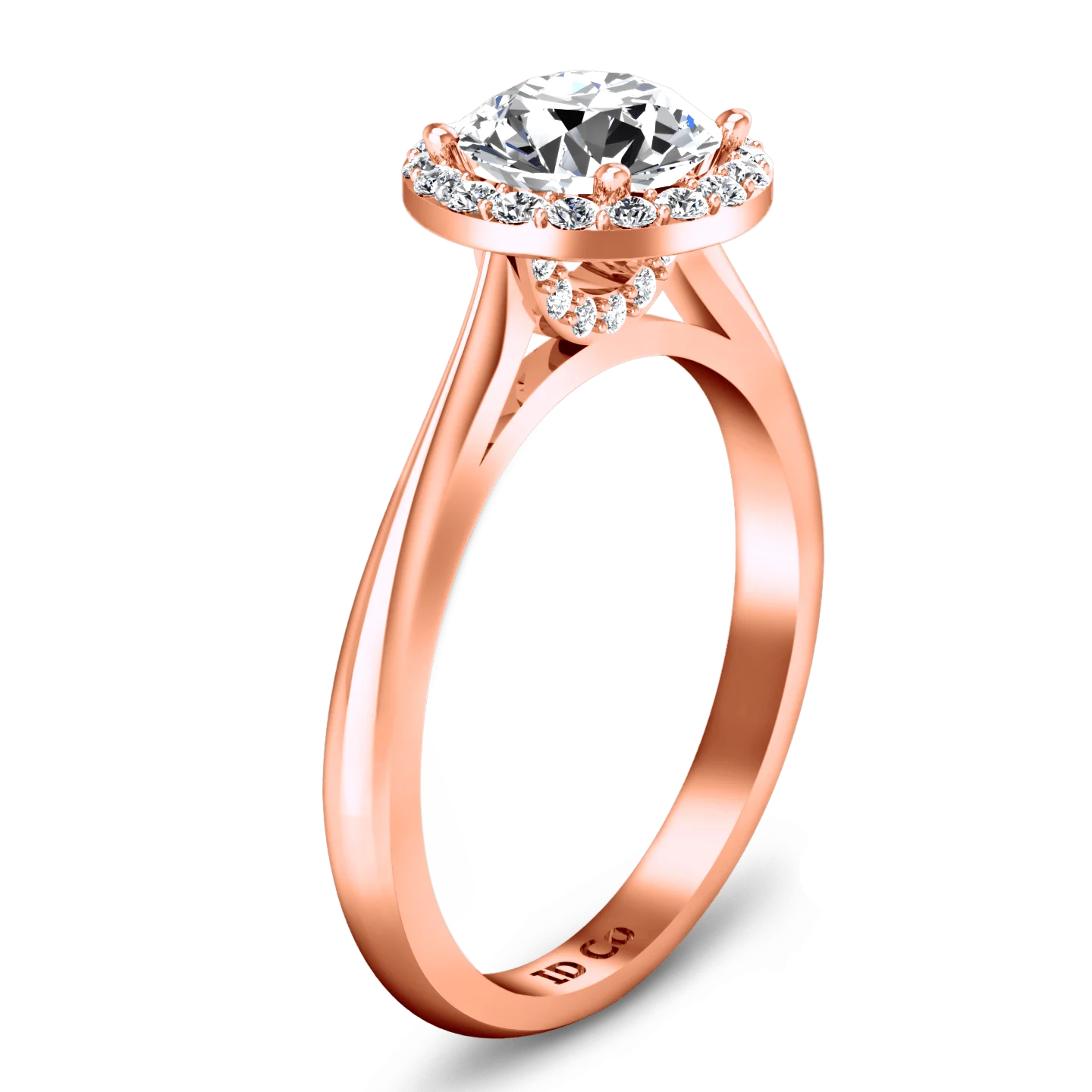 Halo Diamond  Engagement Ring Etoile 14K Rose Gold - Image 2