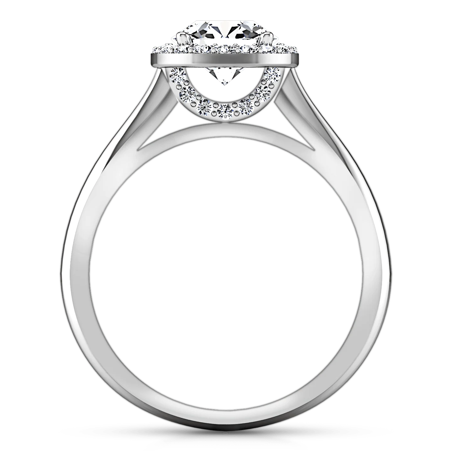 Round Diamond Halo  Engagement Ring Etoile 14K White Gold - Image 3