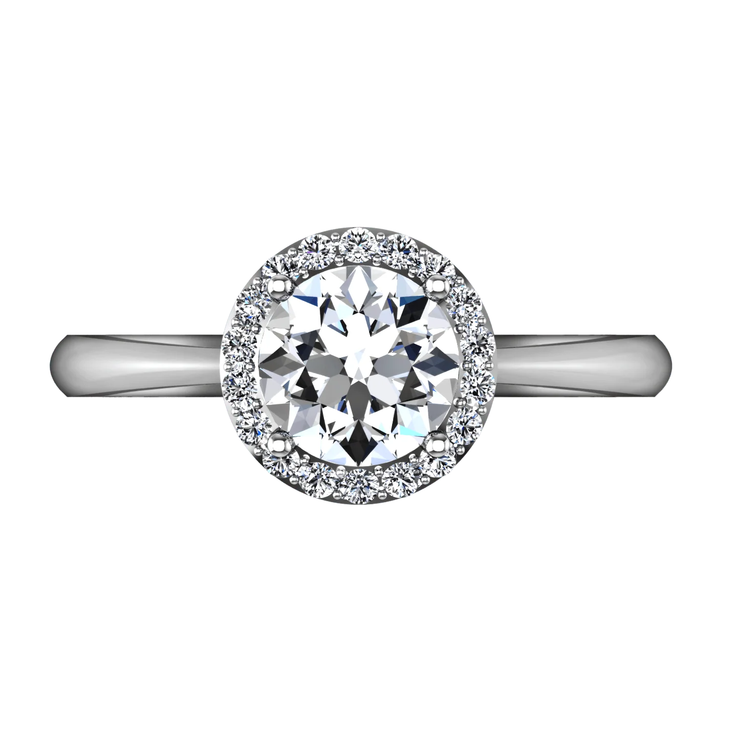 Round Diamond Halo  Engagement Ring Etoile 14K White Gold - Image 4