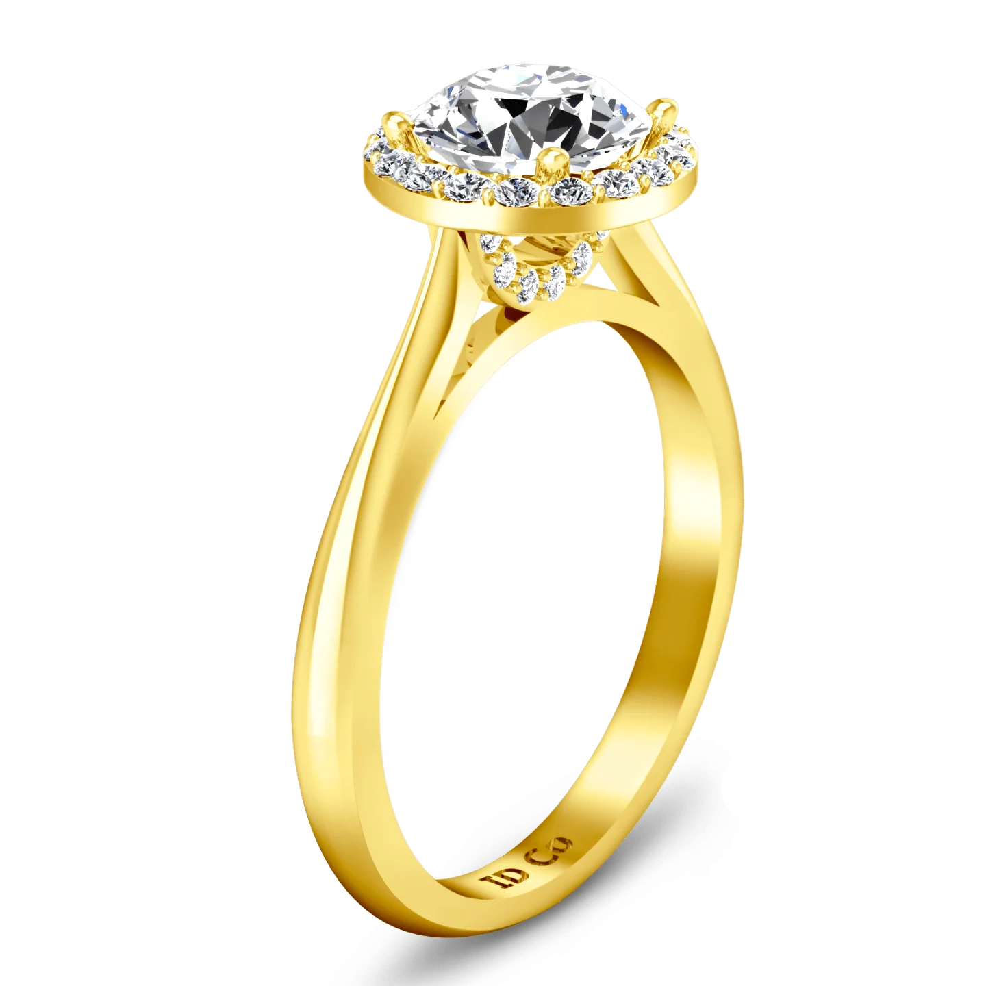 Halo Diamond  Engagement Ring Etoile 14K Yellow Gold - Image 2