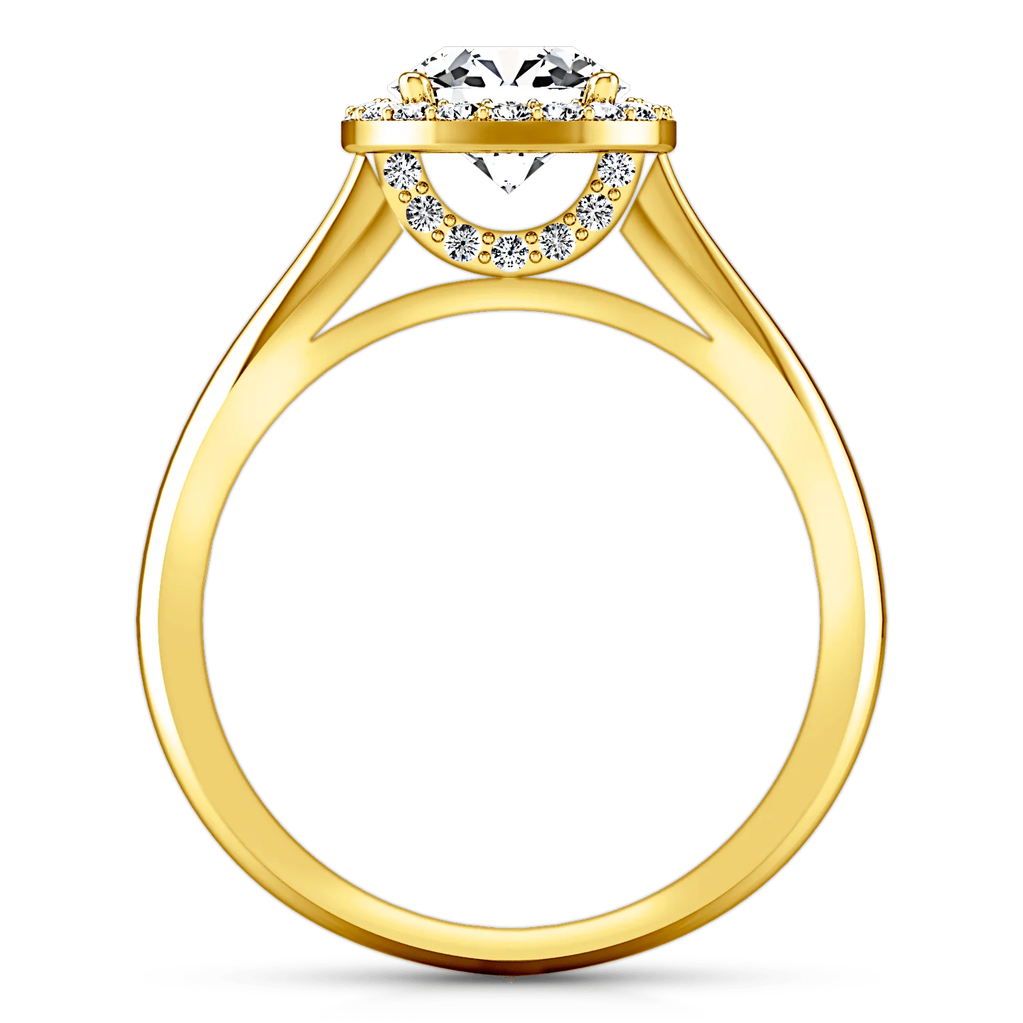 Halo Diamond  Engagement Ring Etoile 14K Yellow Gold - Image 3