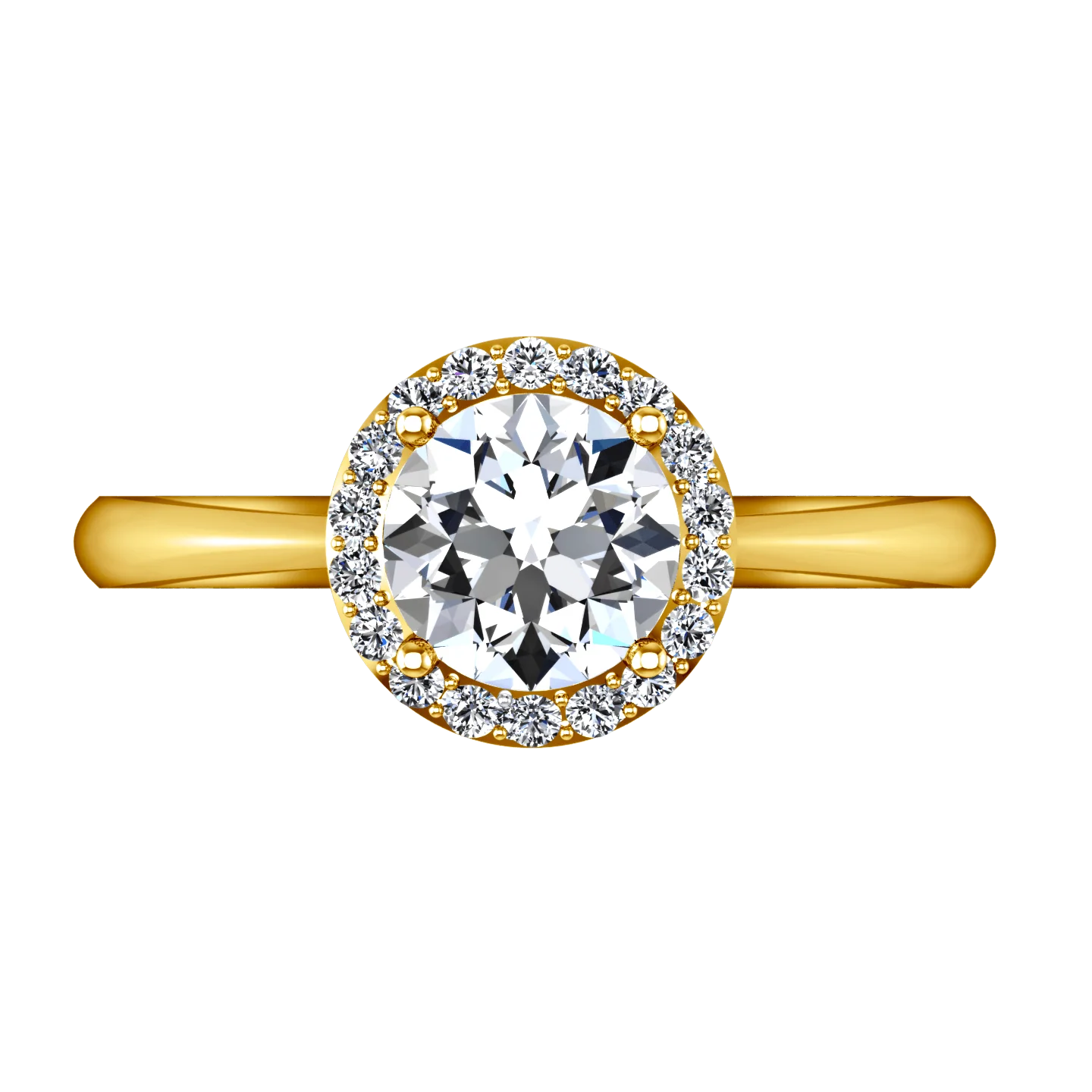 Halo Diamond  Engagement Ring Etoile 14K Yellow Gold - Image 4