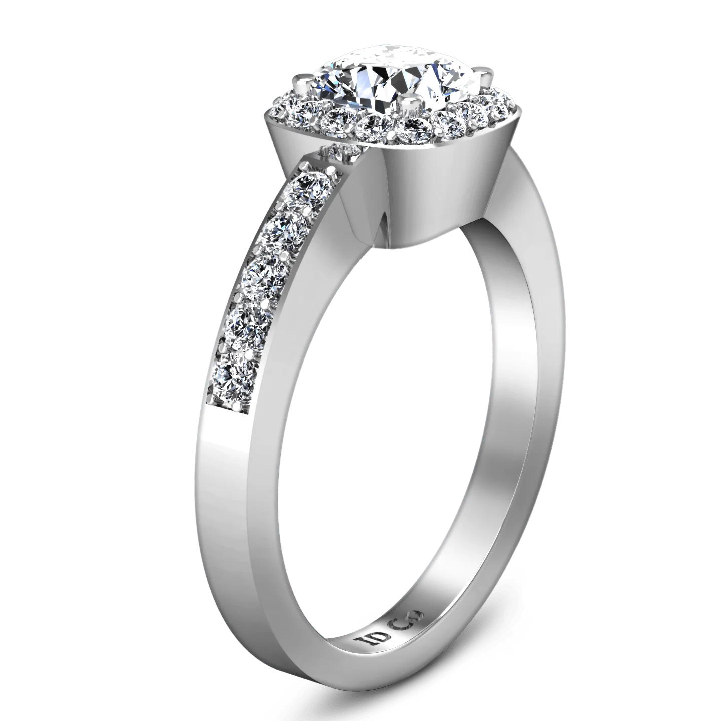 Round Diamond Halo Engagement Ring Eve 14K White Gold - Image 2