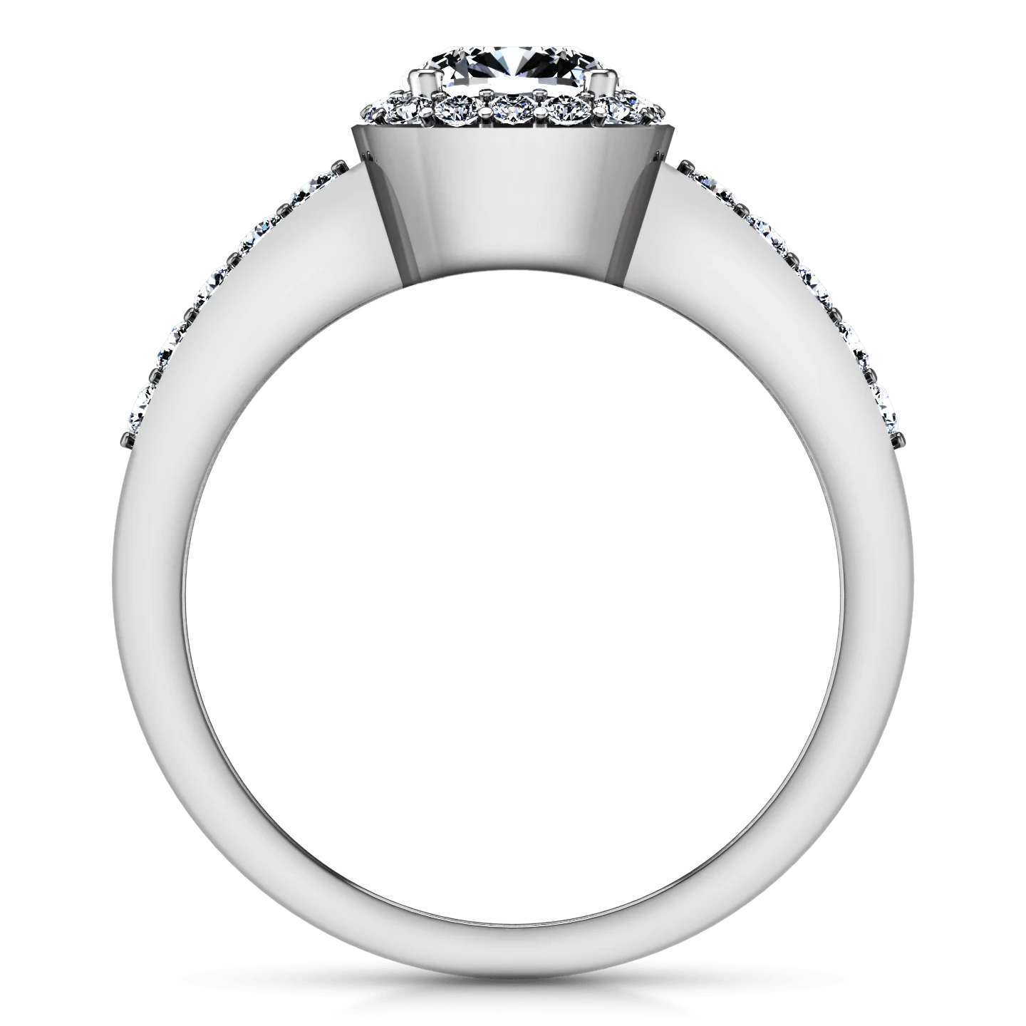 Round Diamond Halo Engagement Ring Eve 14K White Gold - Image 3