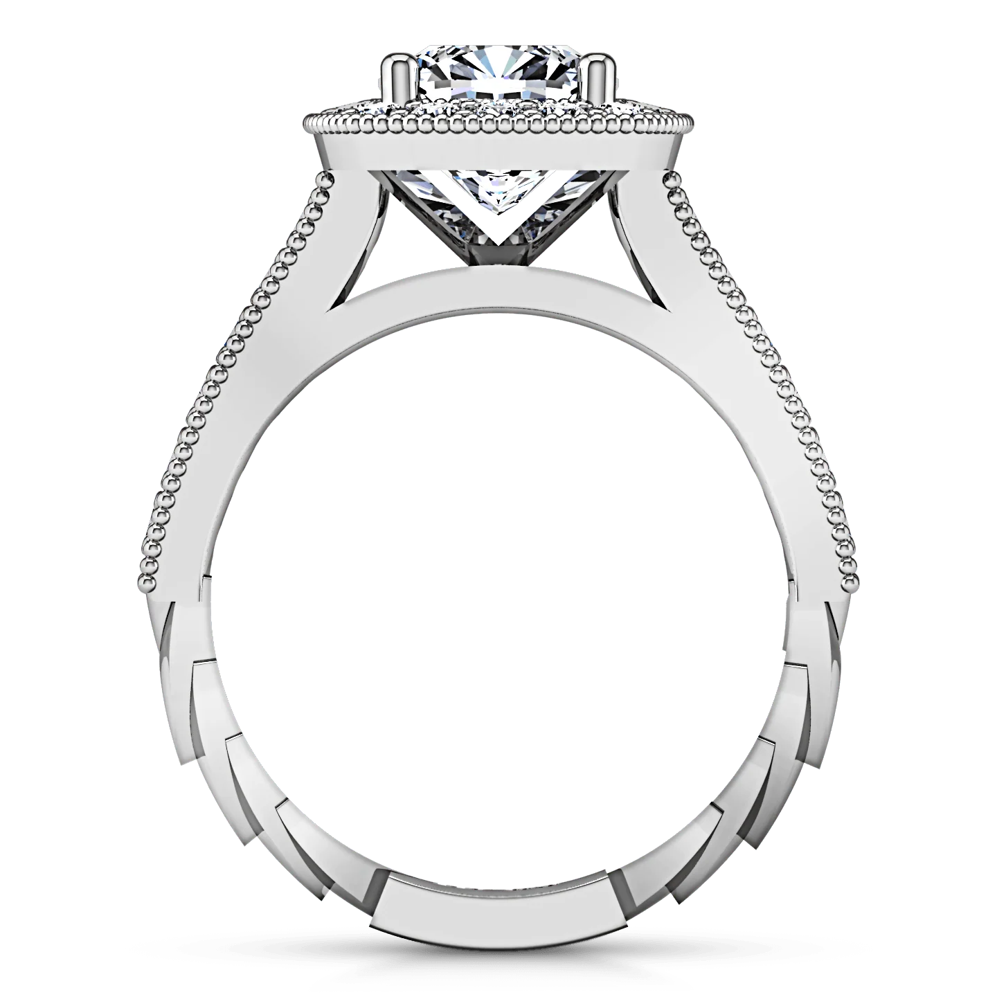Halo Cushion Cut Diamond Engagement Ring Geneve 14K White Gold - Image 3