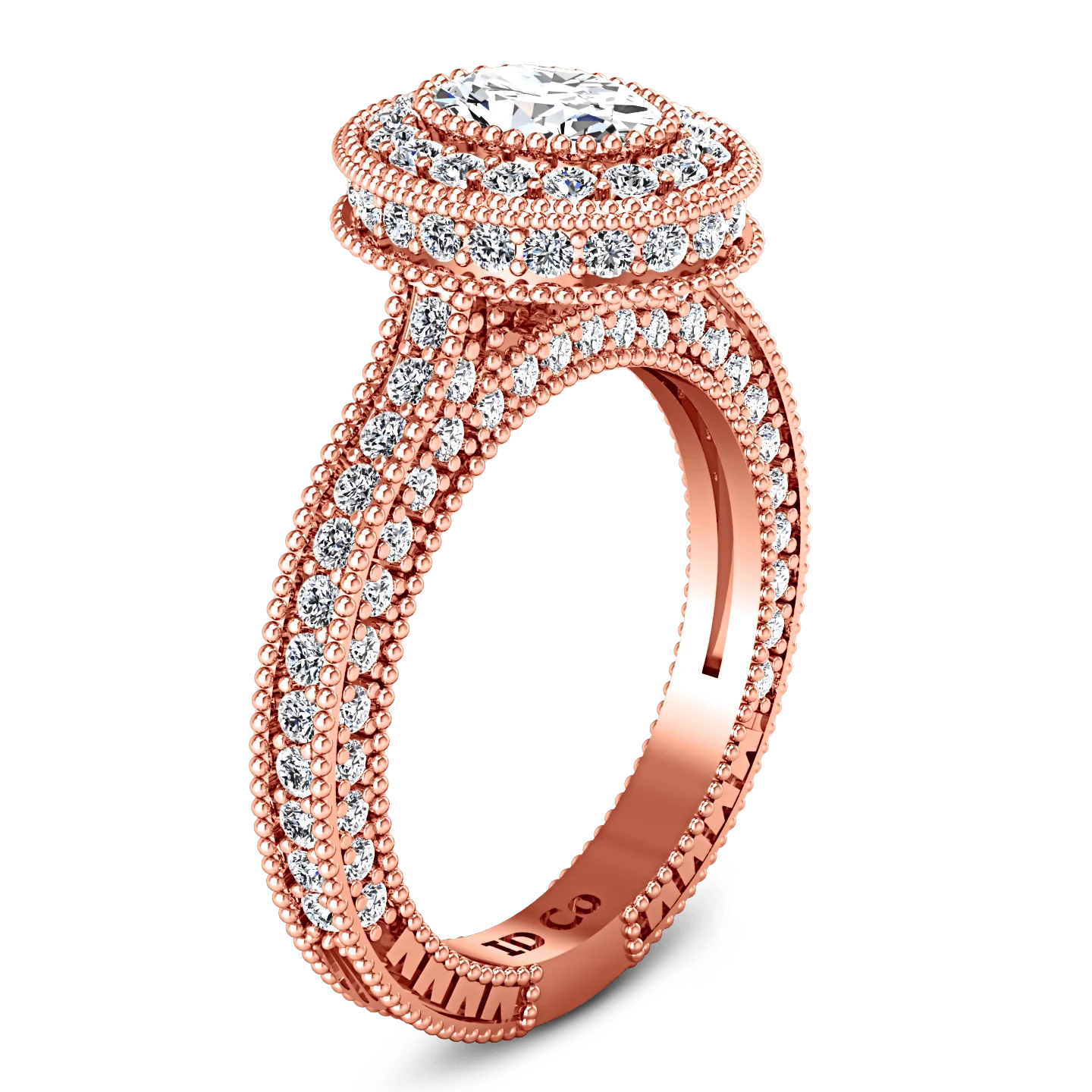 Halo Diamond Oval Engagement Ring Hannah 14K Rose Gold - Image 2