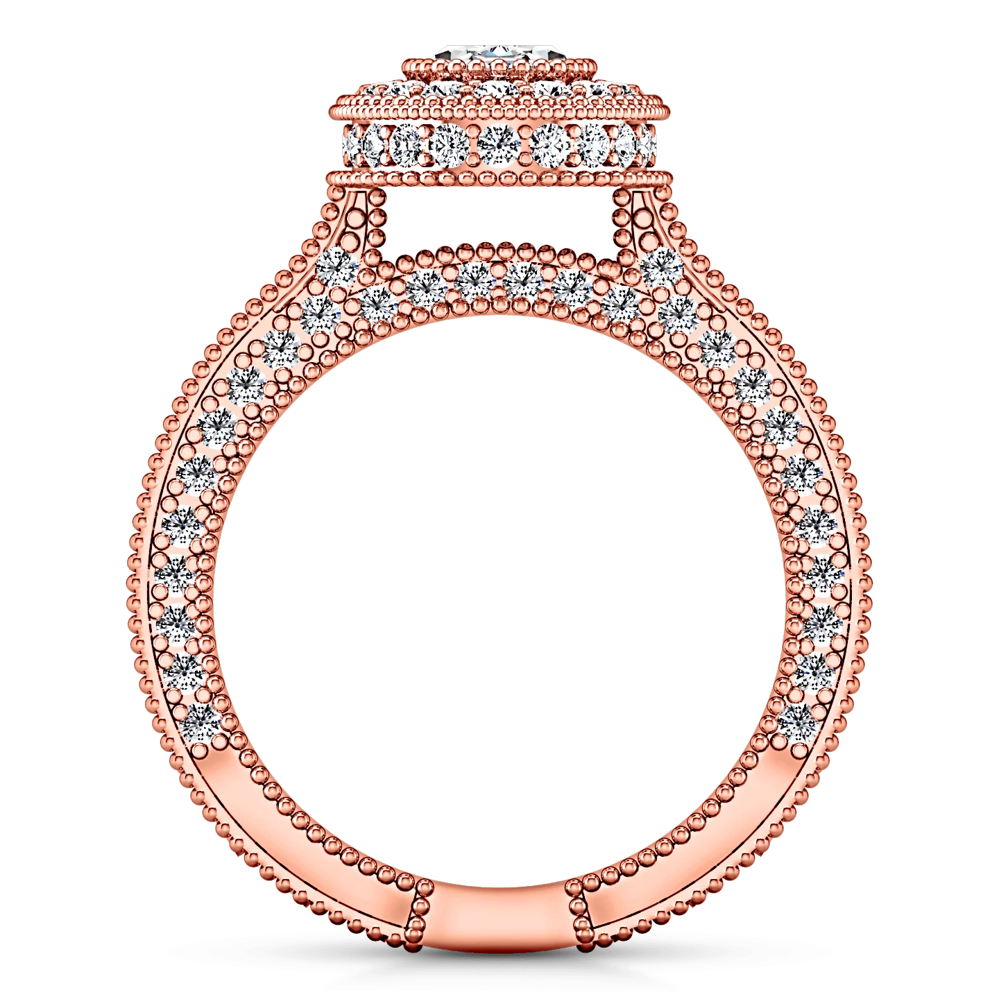 Halo Diamond Oval Engagement Ring Hannah 14K Rose Gold - Image 3